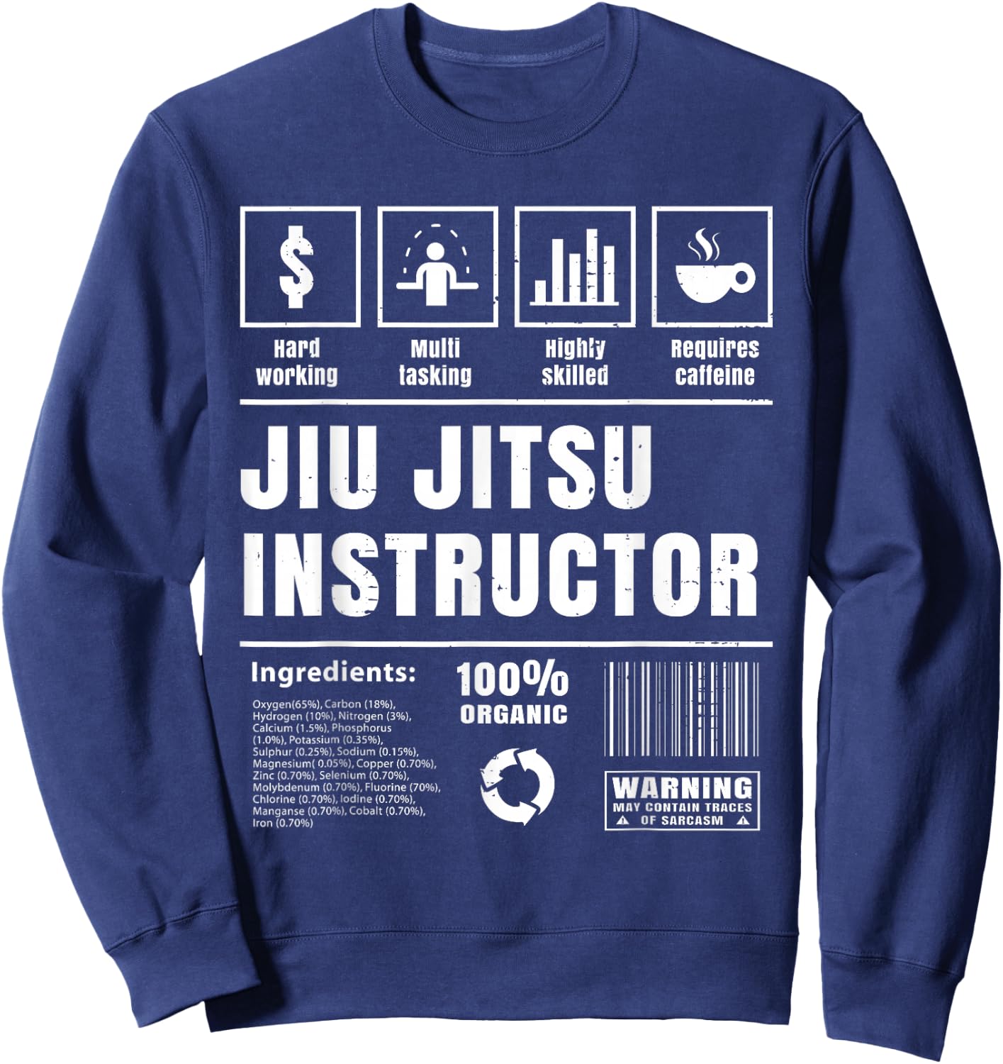 Jiu Jitsu Instructor Coach Sensei Funny Brazilian BJJ Gift Sweatshirt - Sweatshirt | Navy