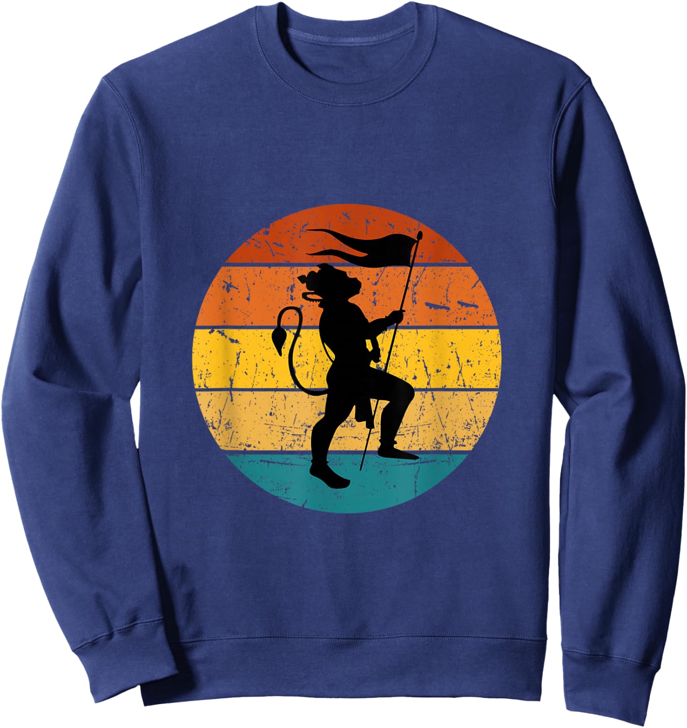 Retro Vintage Hindu God Lord Hanuman Monkey God Men Women , Small, Black Sweatshirt - Sweatshirt | Navy