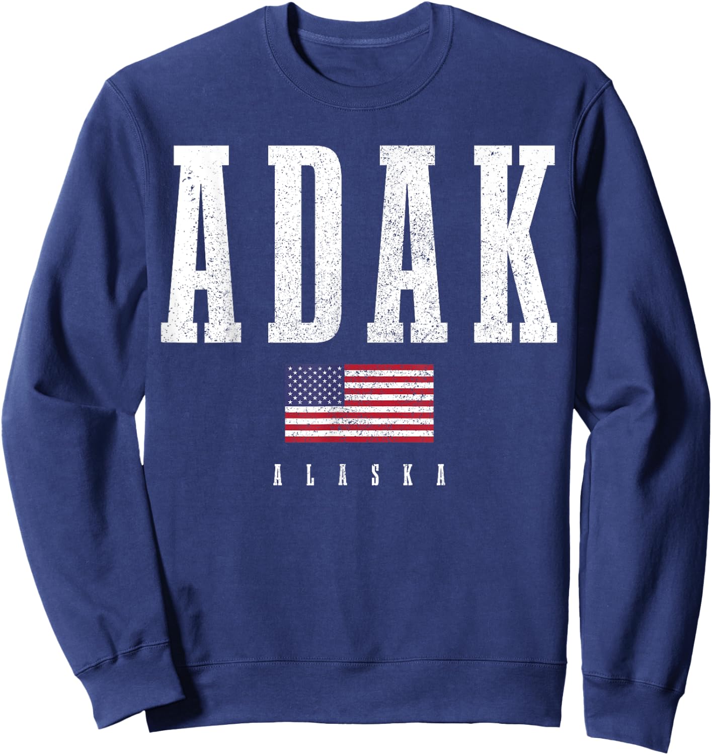 Adak Alaska American Flag Patriotic Sweatshirt - Sweatshirt | Navy