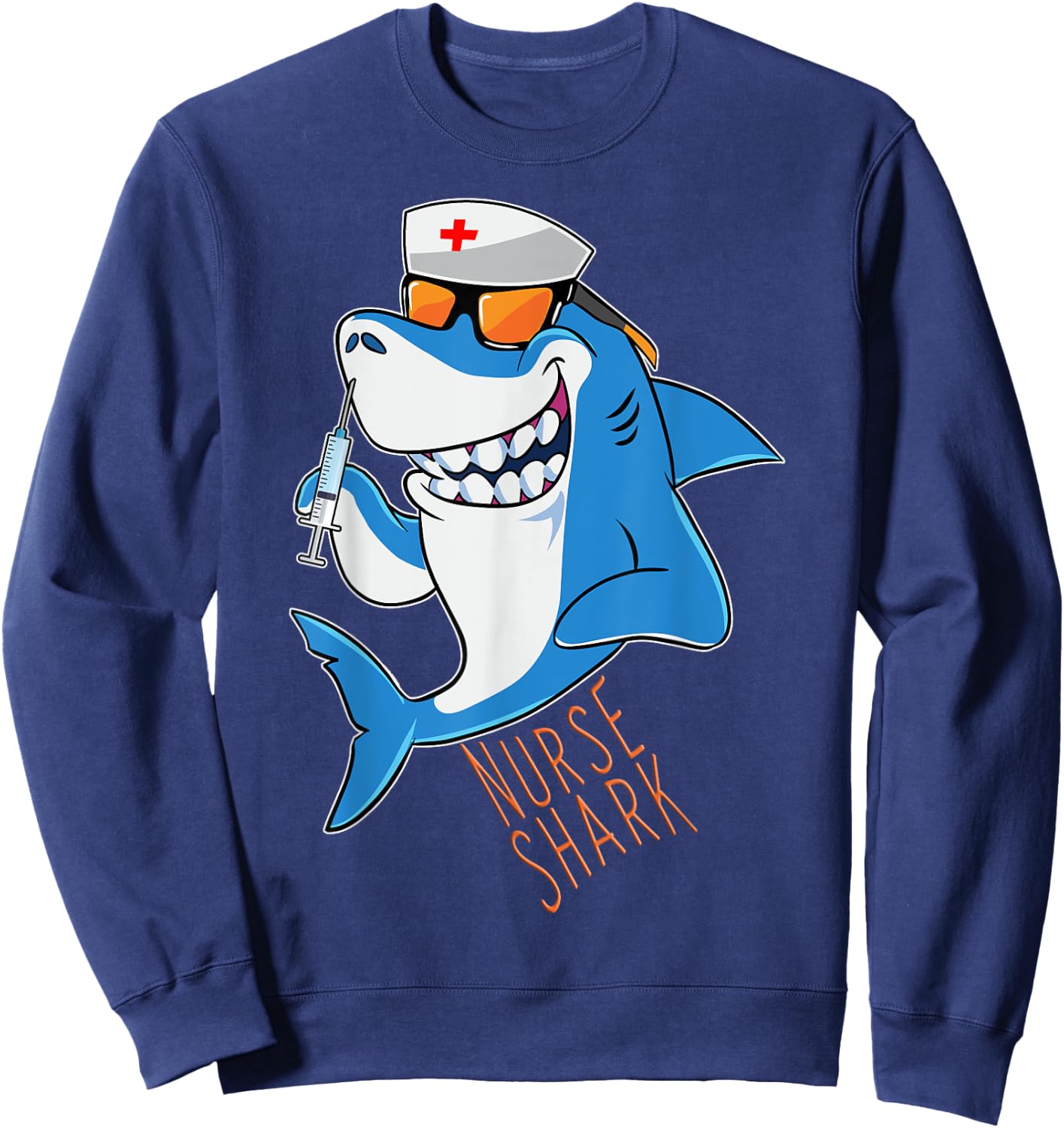 Nurse Shark Shots Keep Well Ill Sea Animal Sweatshirt - Sweatshirt | Navy