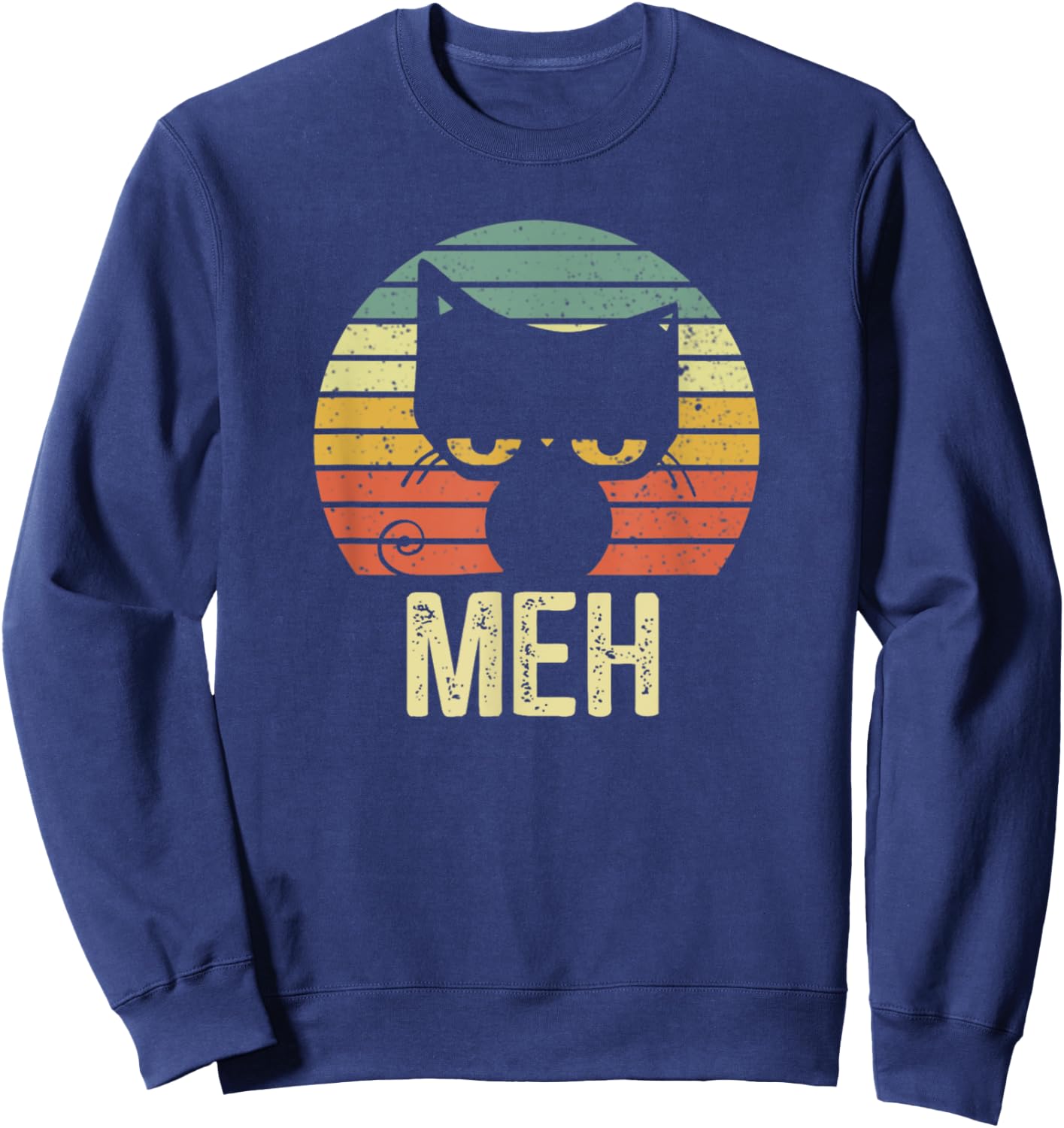 Meh Cat Retro Vintage Sweatshirt - Sweatshirt | Navy