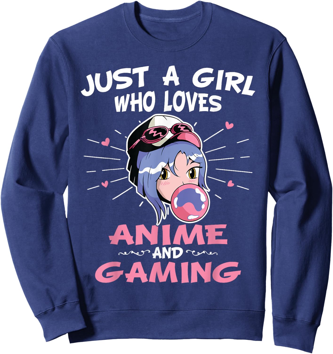 Just A Girl Who Loves Anime And Gaming Manga Animation Sweatshirt - Sweatshirt | Navy