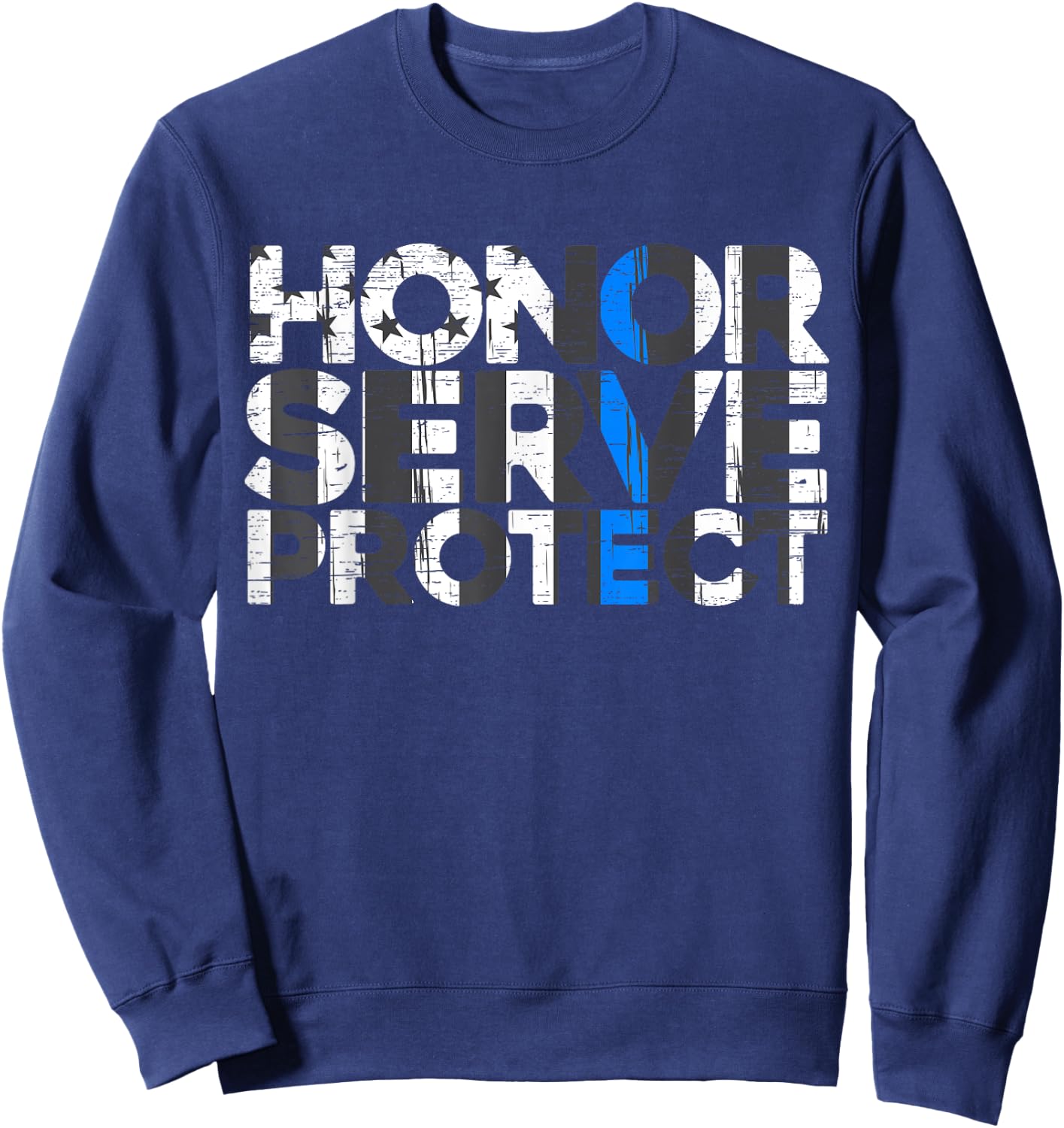 Honor Service Protect Thin Blue Line Law Enforcement Sweatshirt - Sweatshirt | Navy