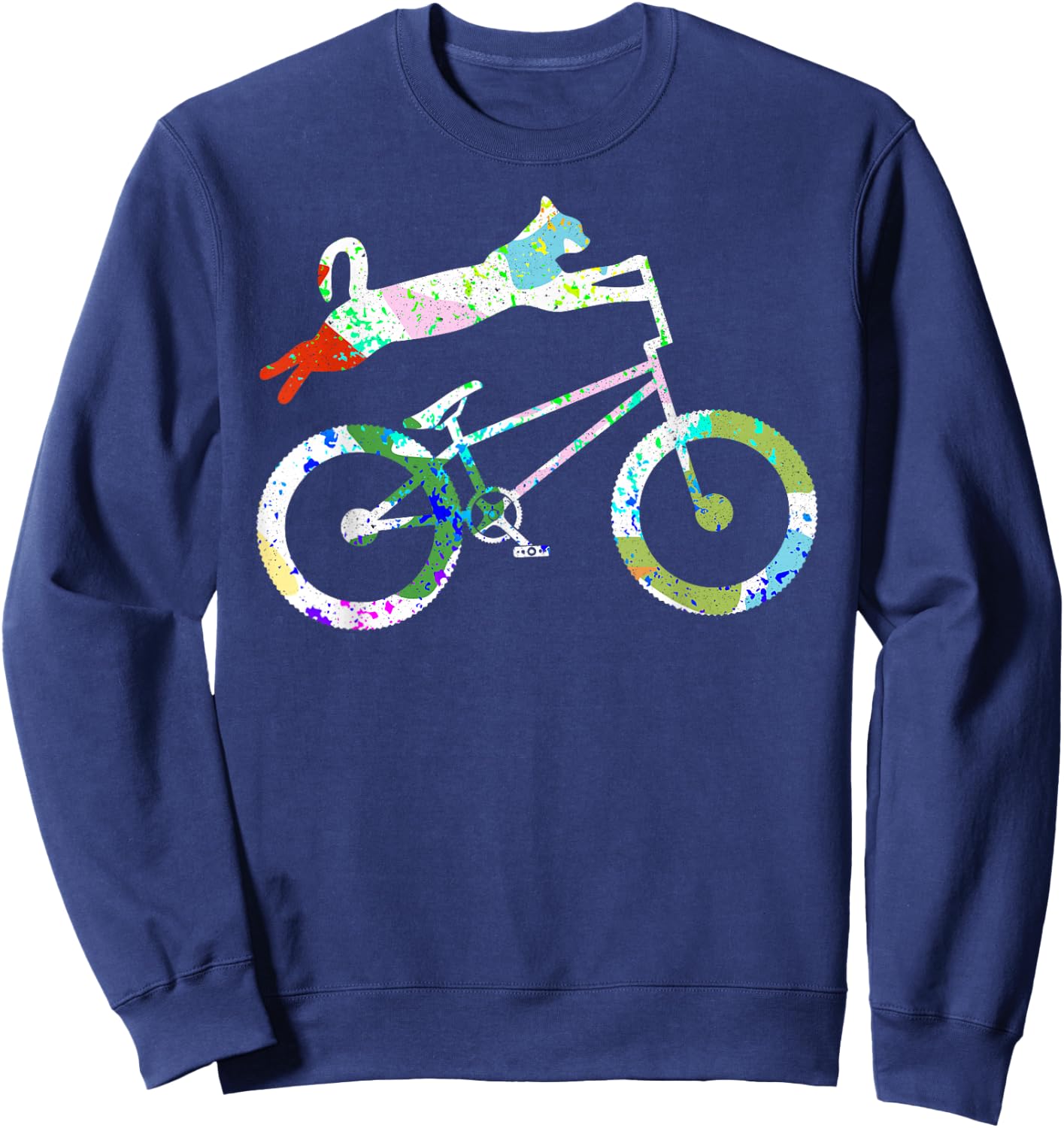 Cat On BMX Bike Kitten Lover Bike Cycling Bicycle Gift Sweatshirt - Sweatshirt | Navy