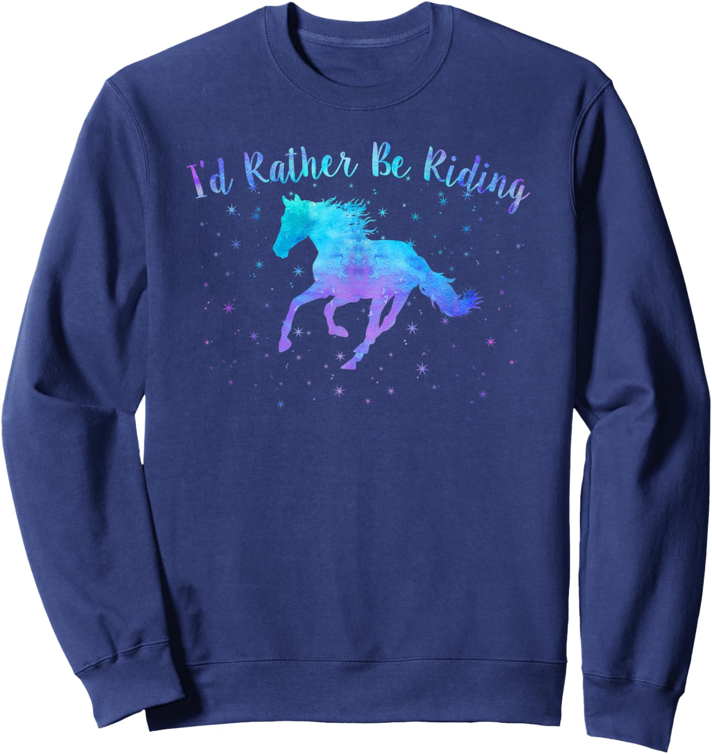 I'D RATHER BE RIDING Horses Teen Girls Women Equestrian Mom Sweatshirt - Sweatshirt | Navy