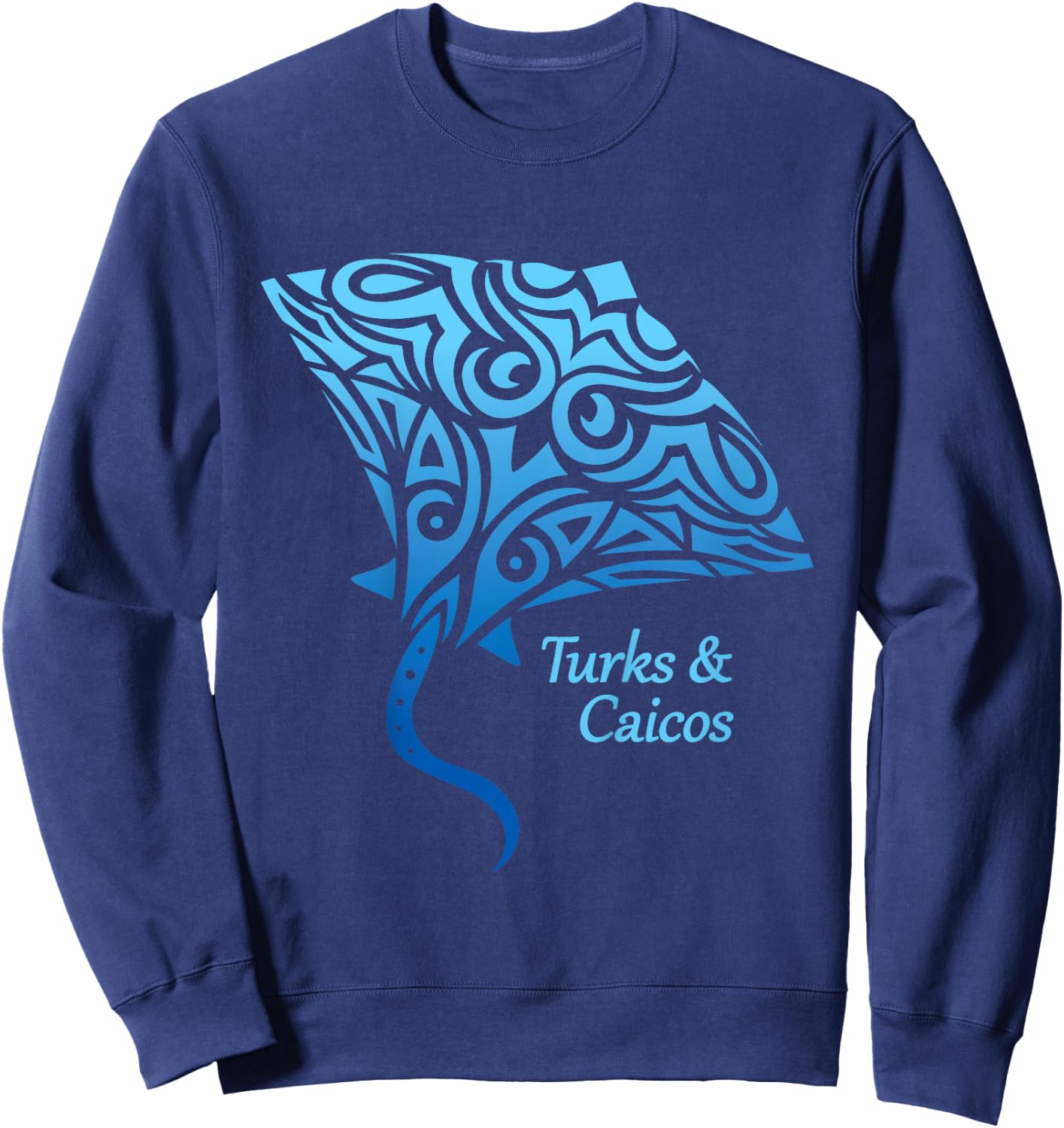 Turks and Caicos Islands Stingray Boys Girls 2024 Vacation Sweatshirt - Sweatshirt | Navy