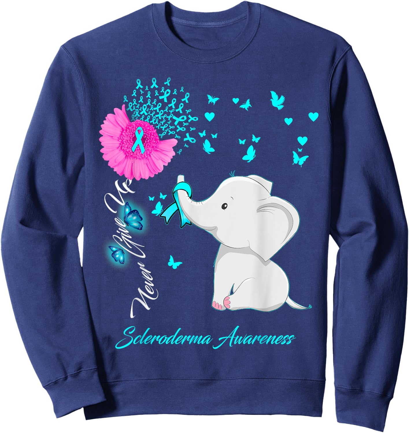 Elephant Scleroderma Awareness - Scleroderma Ribbon Gifts Sweatshirt - Sweatshirt | Navy