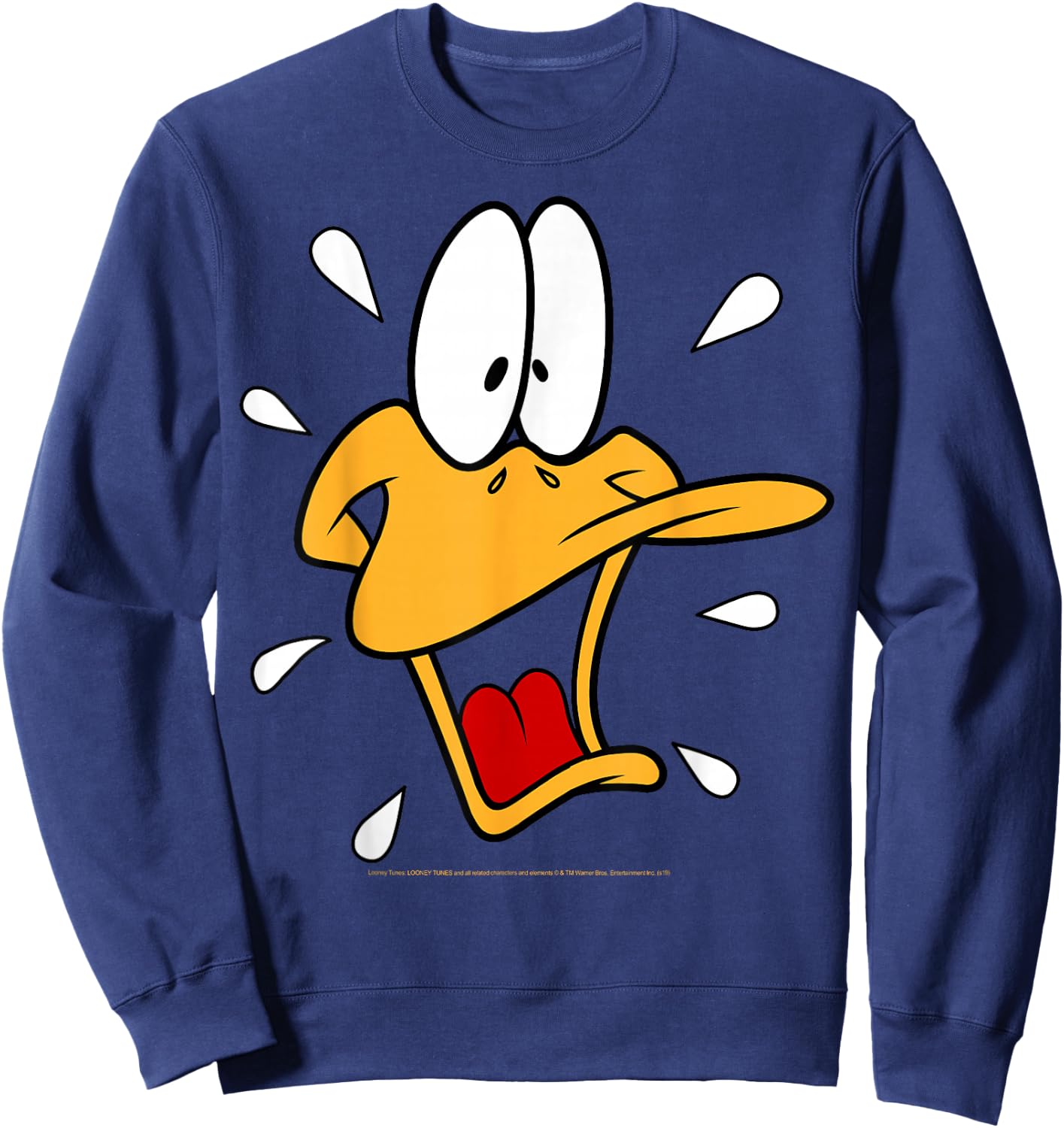 Looney Tunes Daffy Duck Surprised Big Face Sweatshirt - Sweatshirt | Navy