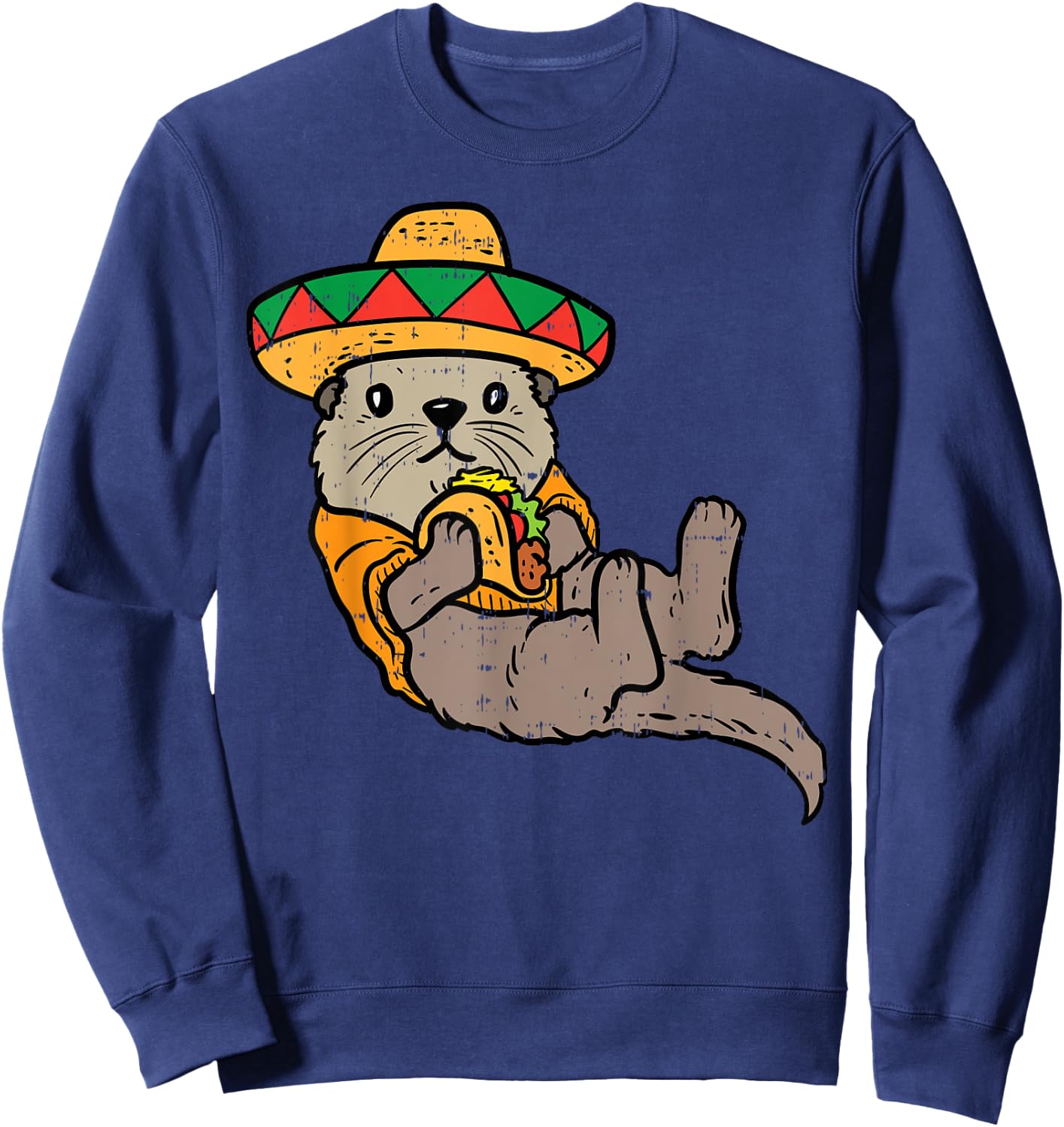 Mexican Otter Sombrero Taco Cinco De Mayo Fiesta Animal Sweatshirt - Sweatshirt | Navy