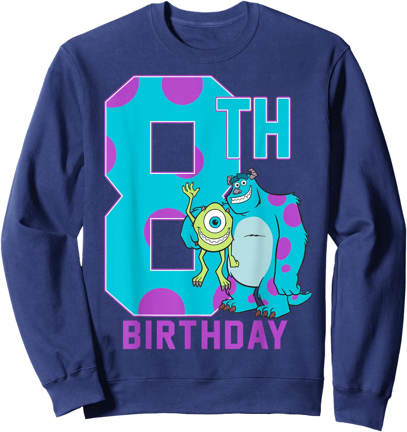 Disney Pixar Monsters Inc. Mike & Sully Happy 8th Birthday Sweatshirt - Sweatshirt | Navy