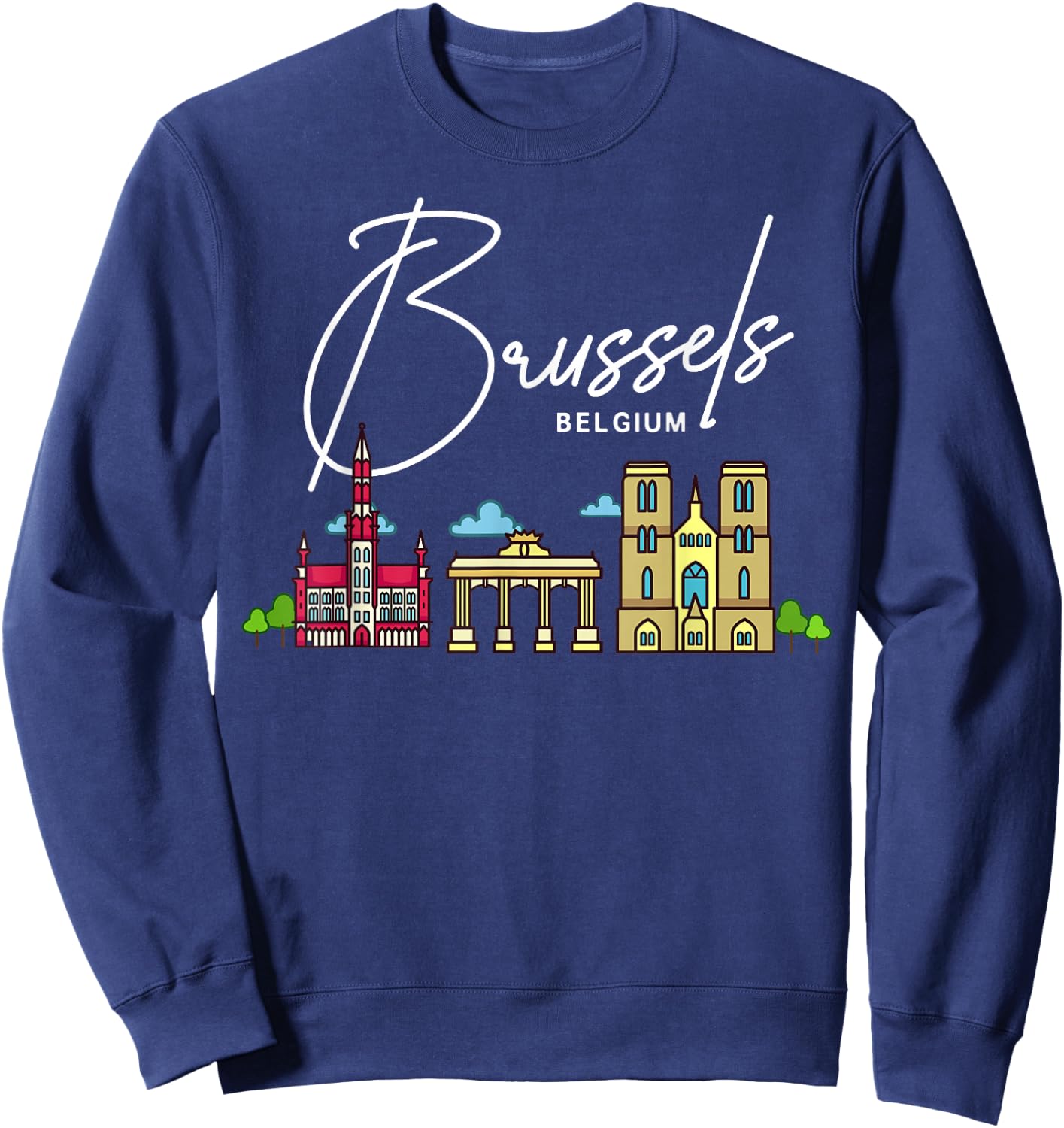 Brussels Belgium City Skyline Map Travel Sweatshirt - Sweatshirt | Navy