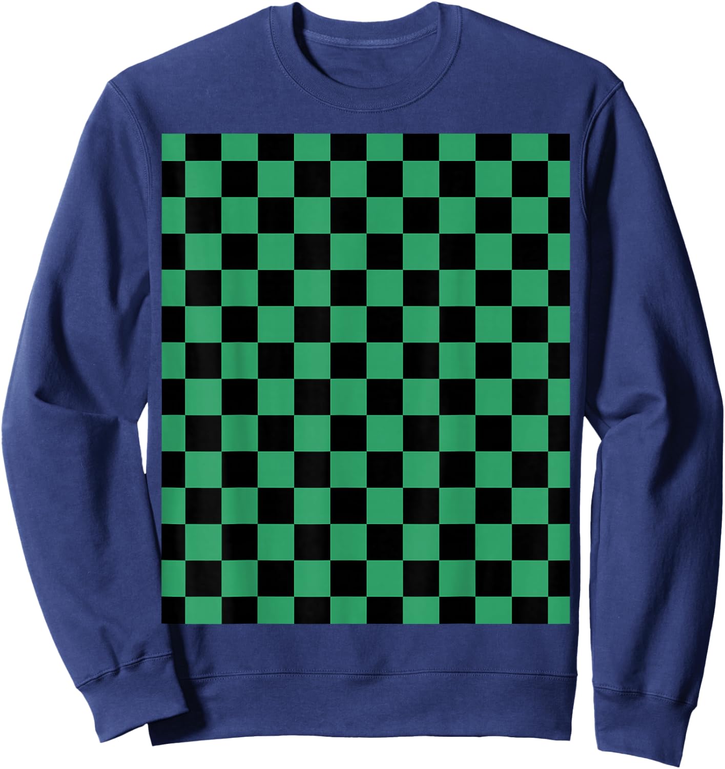 Green checkered anime Sweatshirt - Sweatshirt | Navy