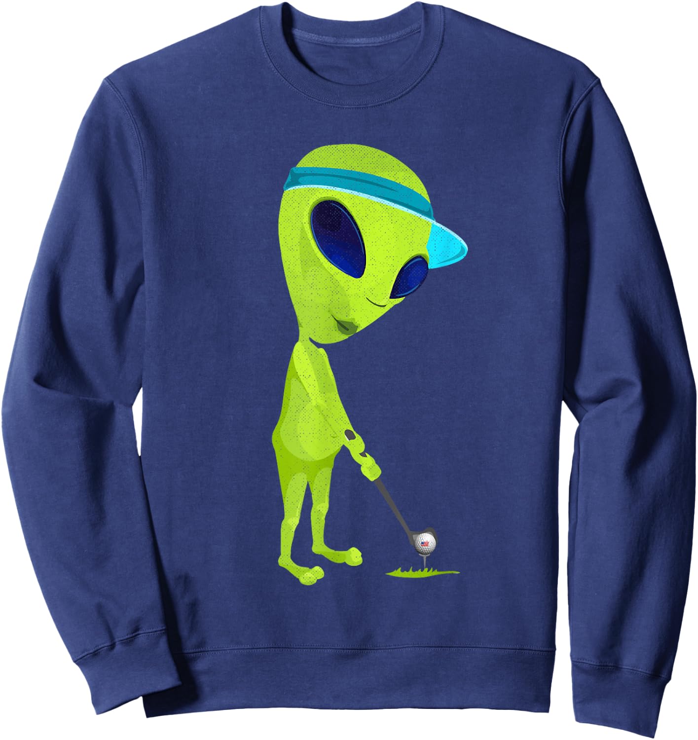 Funny Alien Playing Golf Parody Golfer UFO Golfing Space UFO Sweatshirt - Sweatshirt | Navy