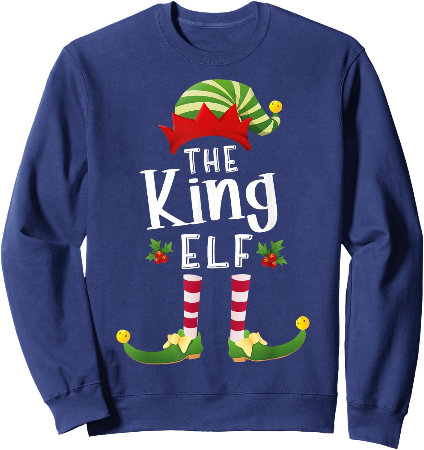 King Christmas Elf Matching Pajama X-Mas Party Sweatshirt - Sweatshirt | Navy