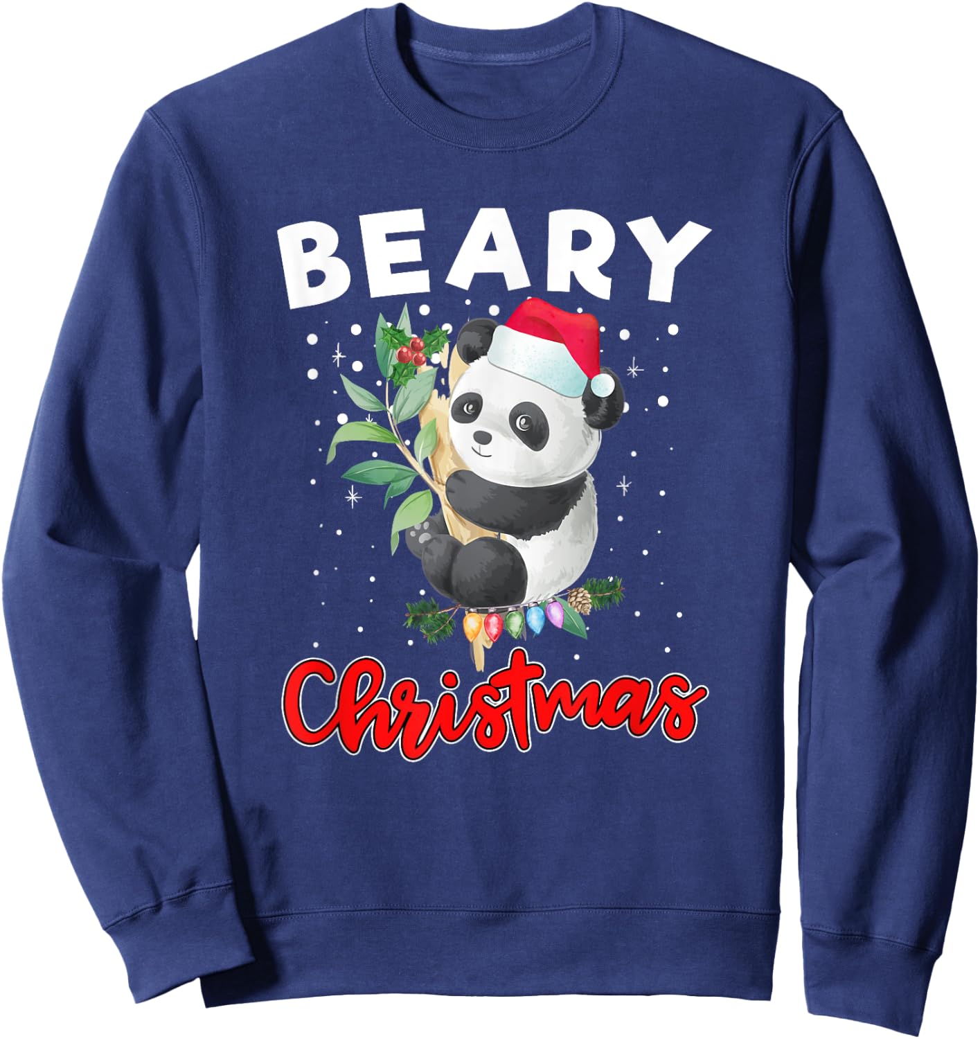 Beary Merry Christmas For Panda Bear Lovers Funny Xmas Sweatshirt - Sweatshirt | Navy