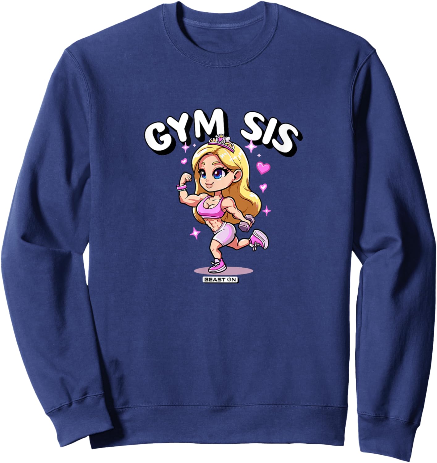 Gym Sis Princess Funny Fitness Training Cute Women Sweatshirt - Sweatshirt | Navy