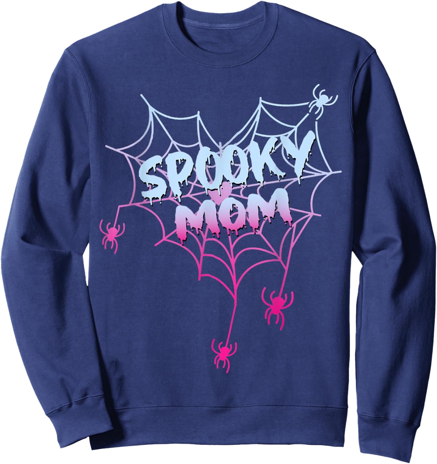 Spider Halloween Costume Spooky Mom Pink White Ghost Boo Sweatshirt - Sweatshirt | Navy
