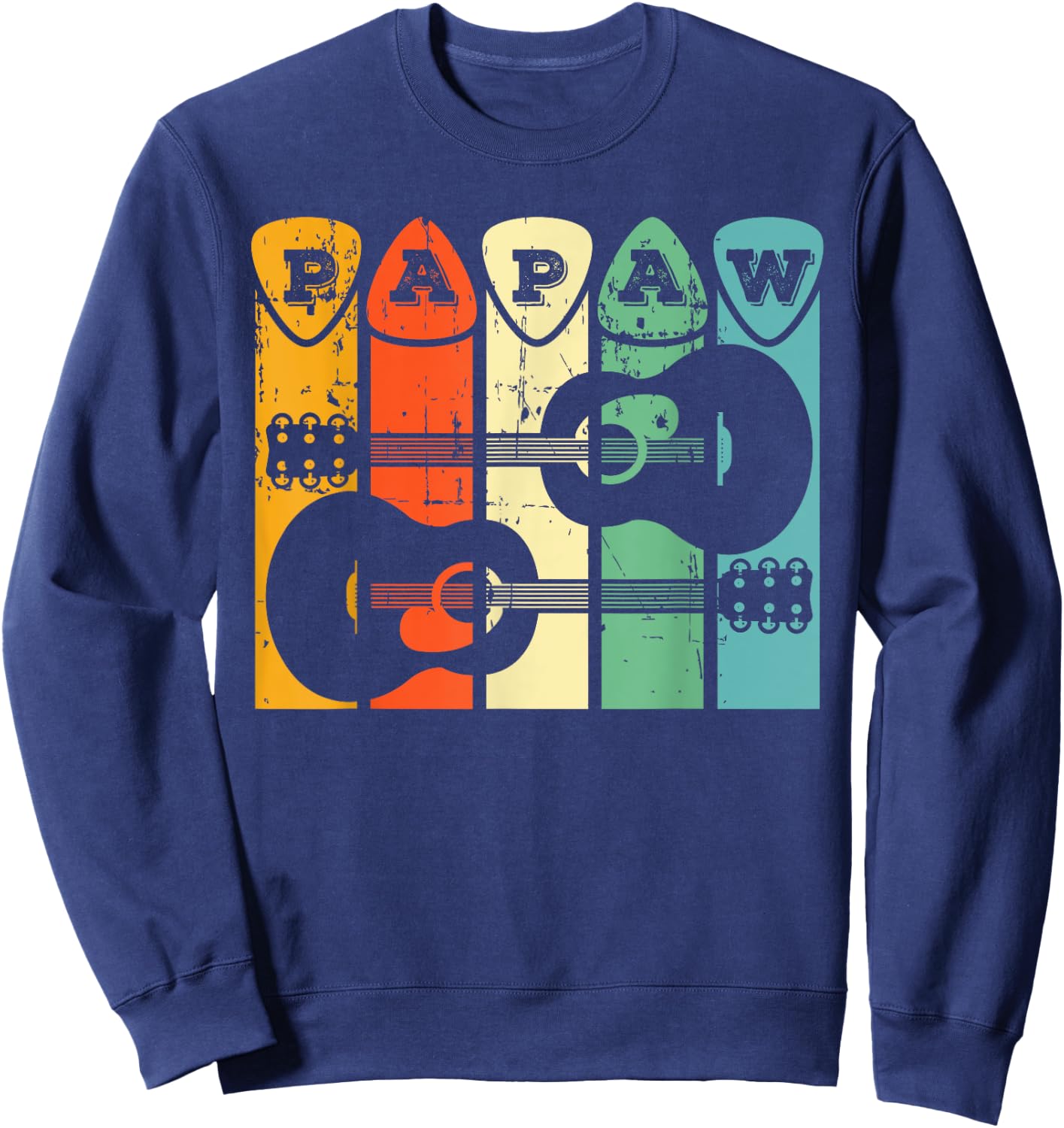 Papaw Guitar Pick Gift Guitar Player Grandpa Retro Guitarist Sweatshirt - Sweatshirt | Navy