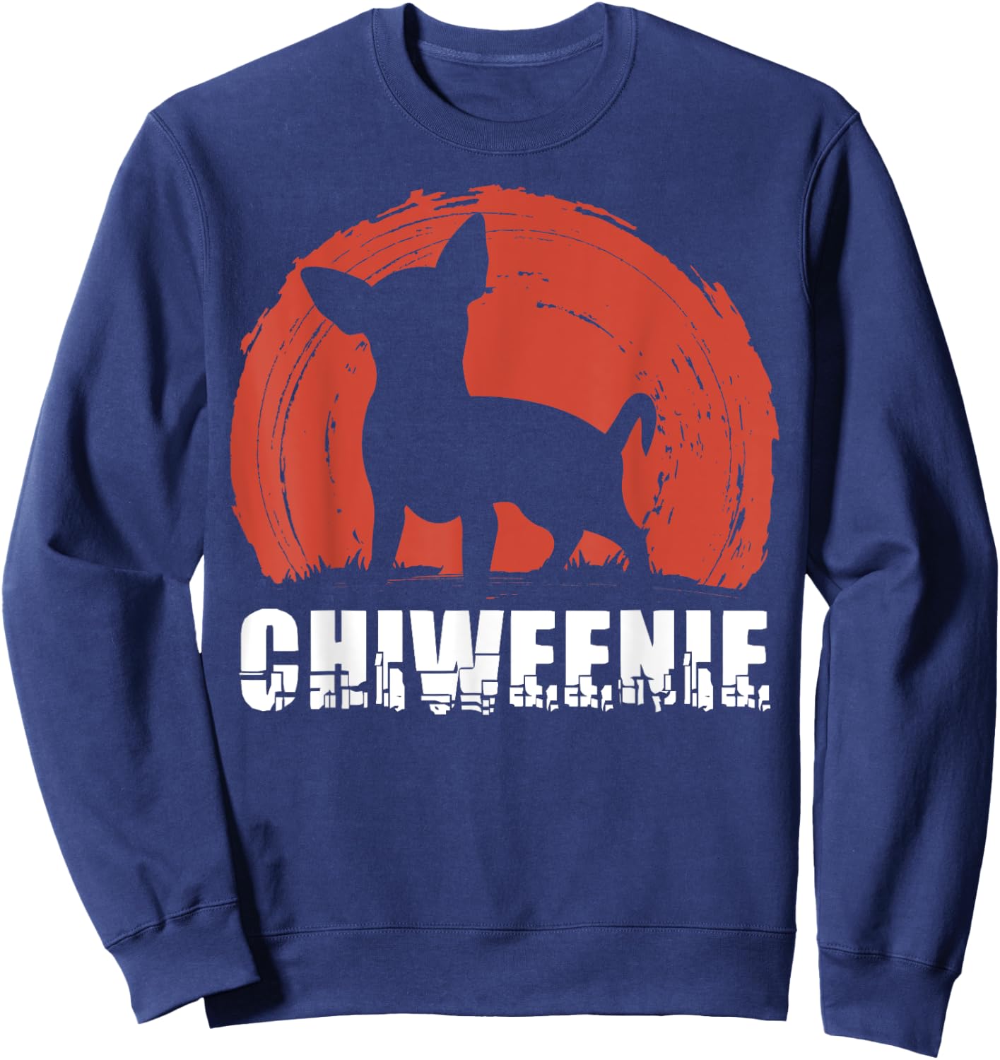 Cute Retro Chiweenie Silhouette Gift Design for Chiw Sweatshirt - Sweatshirt | Navy