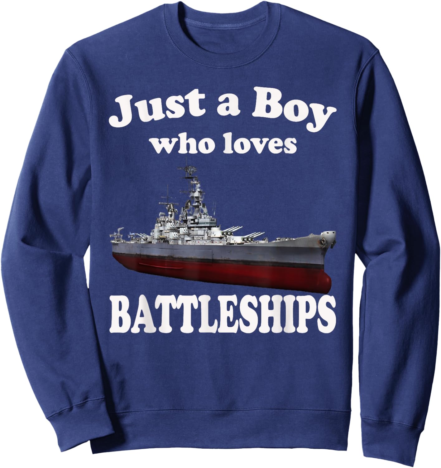 Boy Who Loves Battleship USS New Jersey BB-62 WW2 Warship Sweatshirt - Sweatshirt | Navy