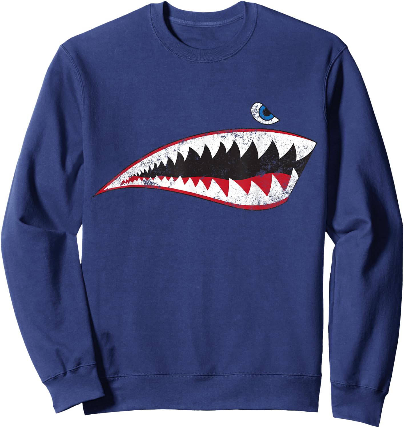 WW2 Nose Art World War II Veteran Vintage Shark Nose Art Sweatshirt - Sweatshirt | Navy