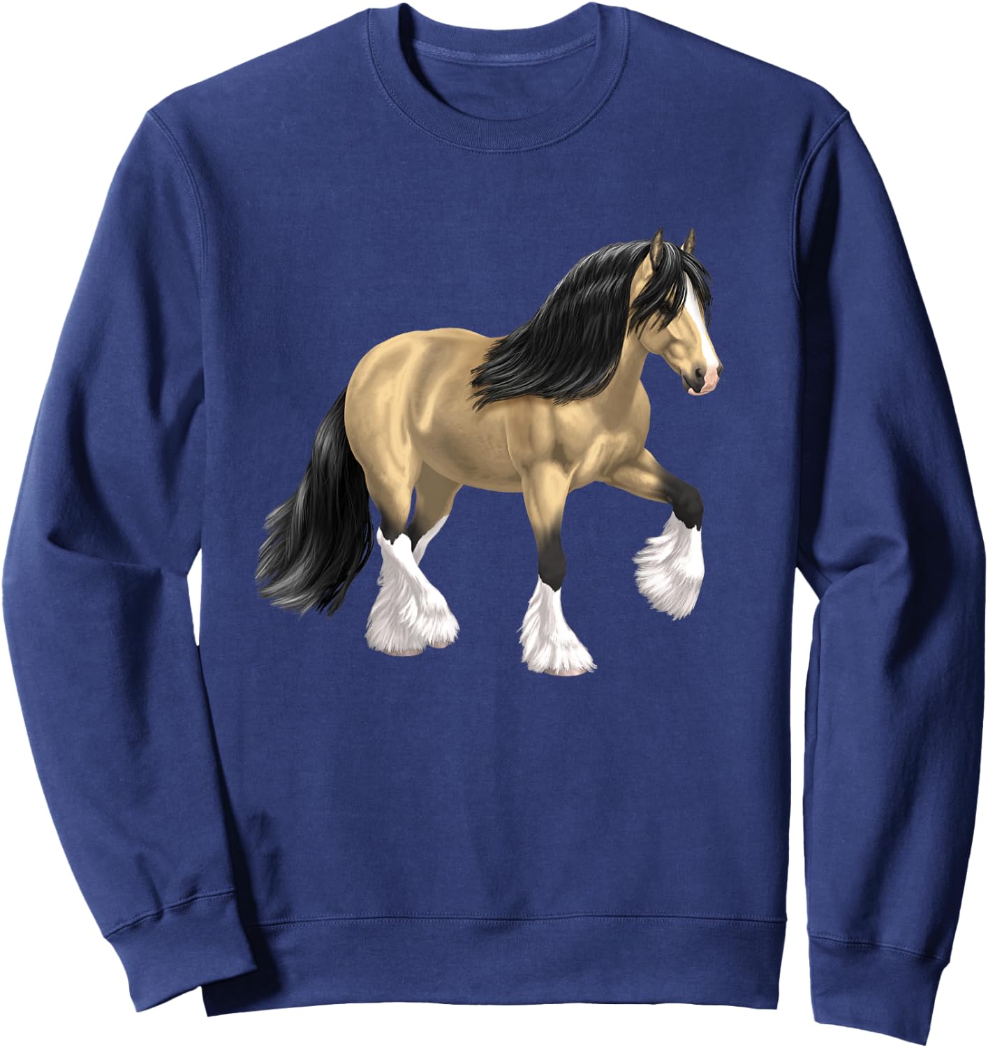 Buckskin Dun Gypsy Vanner Irish Cob Draft Horse Sweatshirt - Sweatshirt | Navy