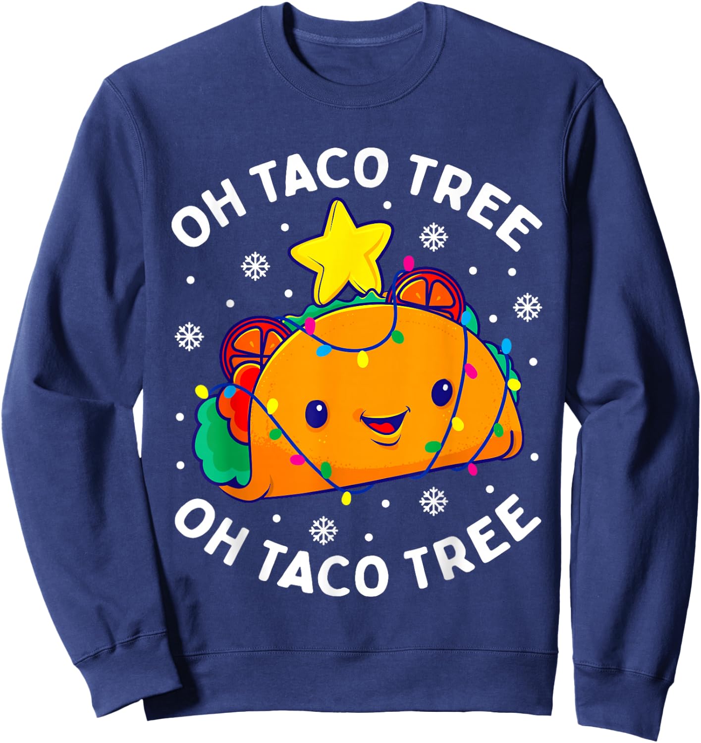 Oh Taco Tree Christmas Cute Xmas Mexican Food Lover Gift Sweatshirt - Sweatshirt | Navy
