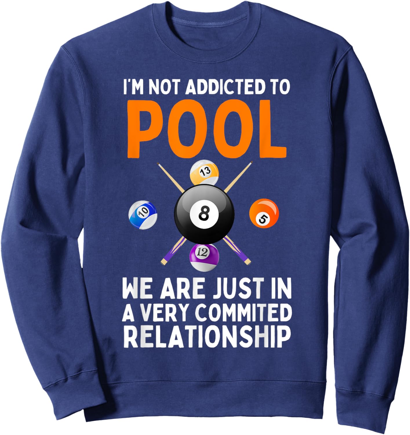 Cool Pool Art Women Boys Billiard 8 Ball Pool Player Sweatshirt - Sweatshirt | Navy