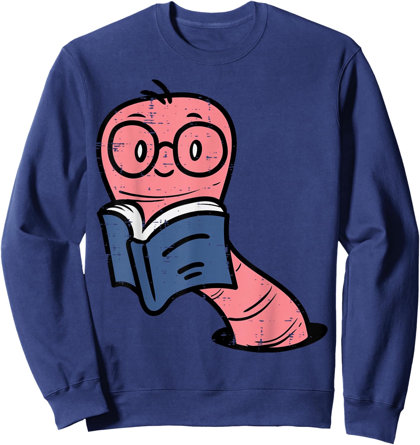 Book Worm Pun Read Reading Librarian America Men Women Kids Sweatshirt - Sweatshirt | Navy