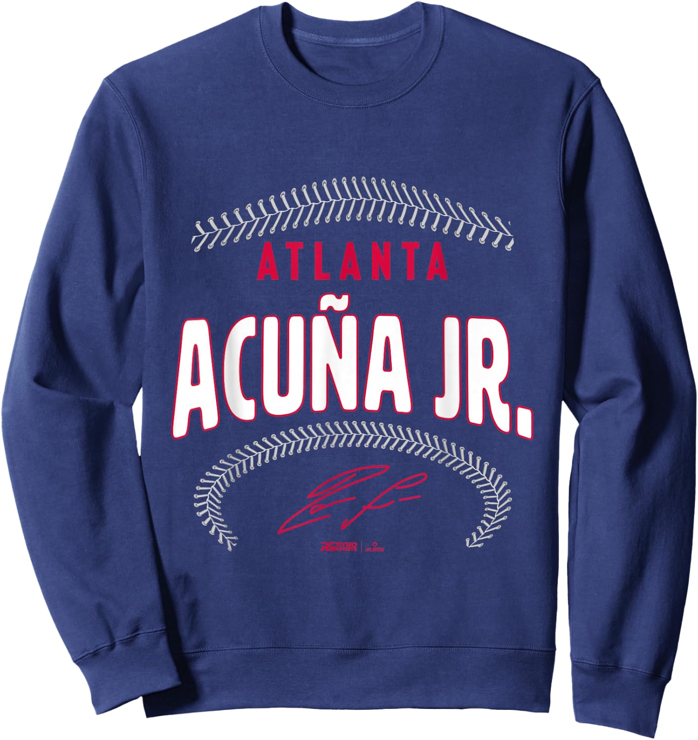 Ryno Sports Ronald Acuña Jr. Atlanta Name & Number (Front & Back) Sweatshirt - Sweatshirt | Navy