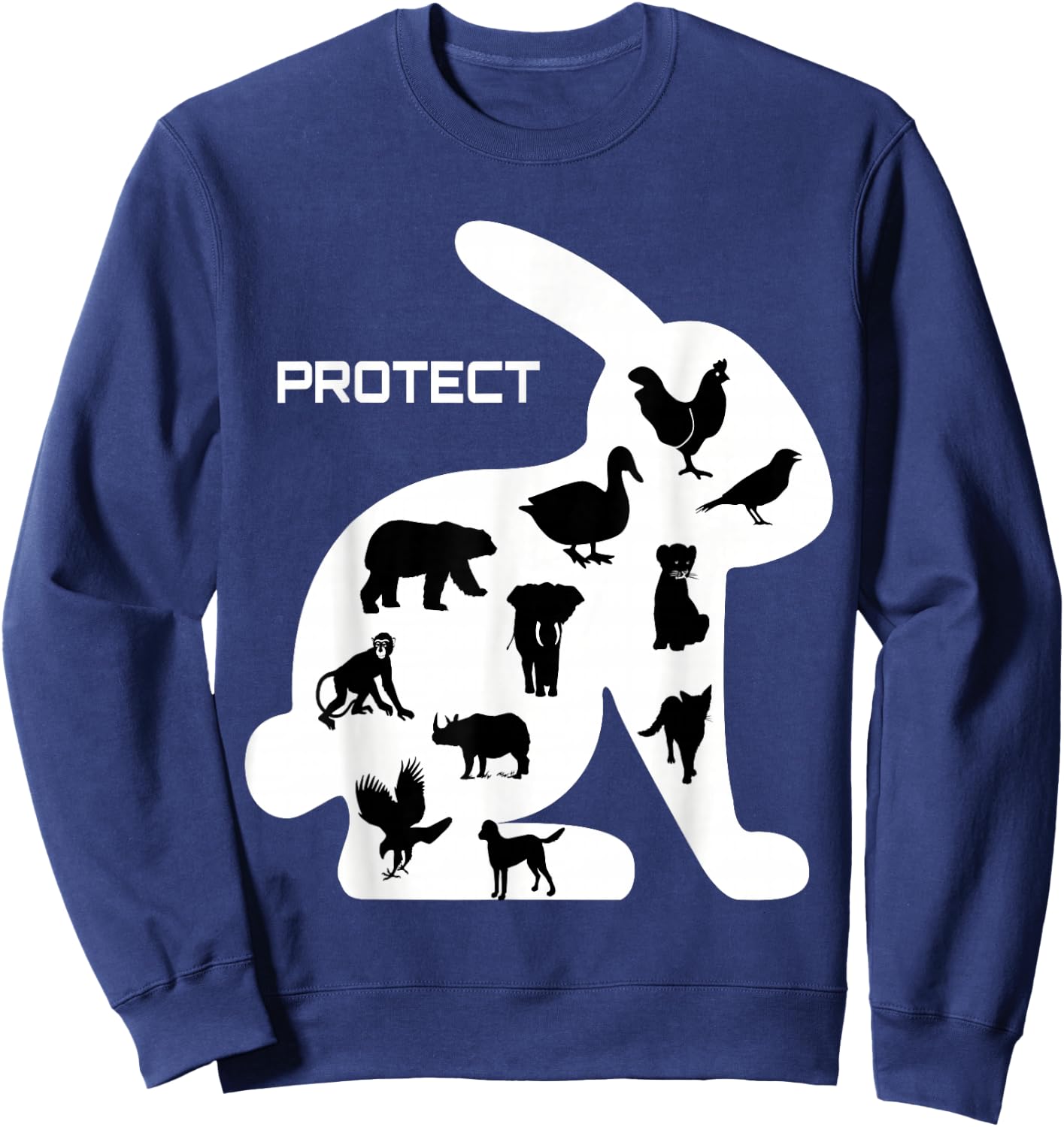 Animal rights, cool Gift, duck, elephant Sweatshirt - Sweatshirt | Navy