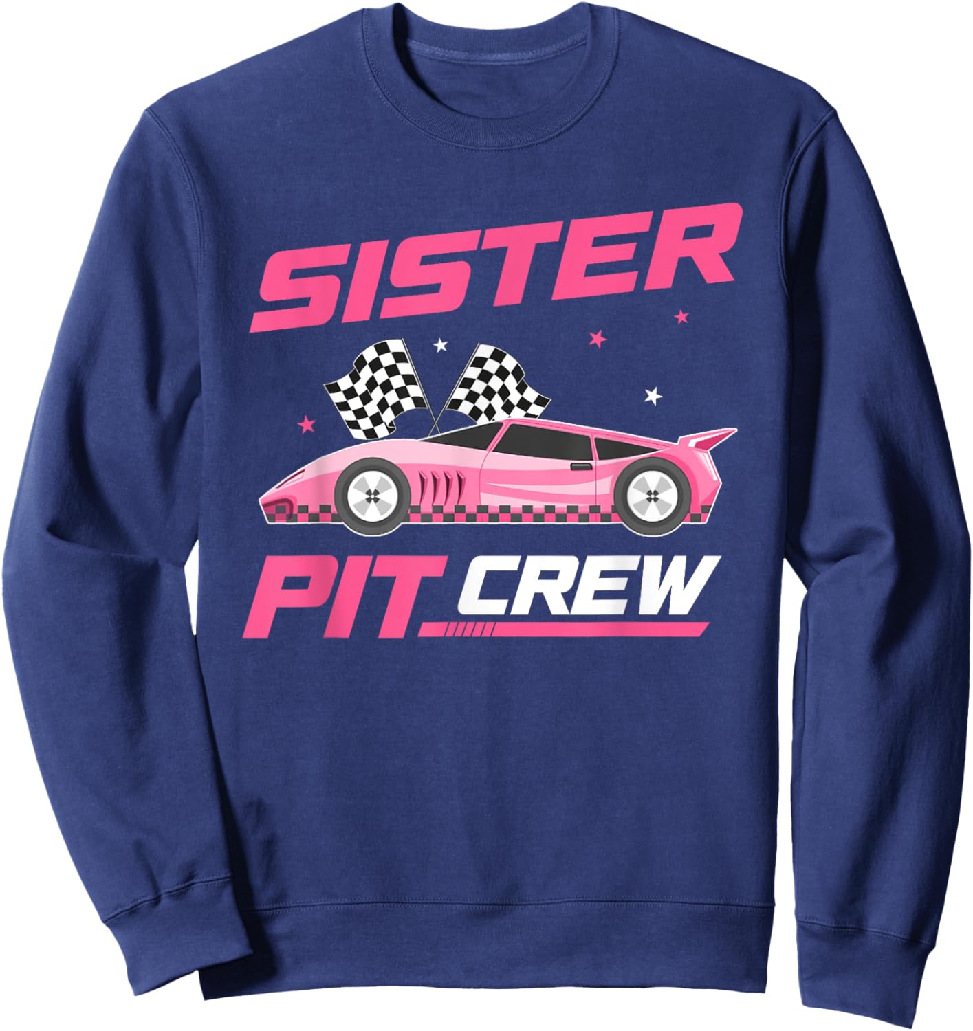 Girl Race Car Birthday Decorations Racing Sister Pit Crew Sweatshirt - Sweatshirt | Navy