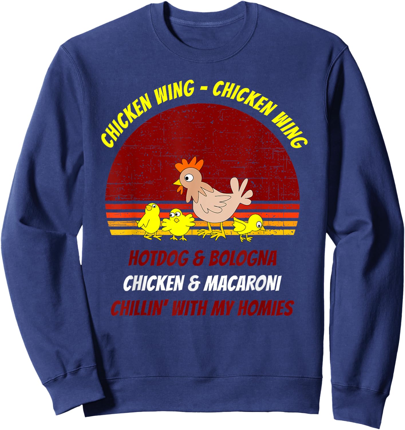 Chicken Wing Shirt Kids Retro Sunset For Boys Girls Sweatshirt - Sweatshirt | Navy