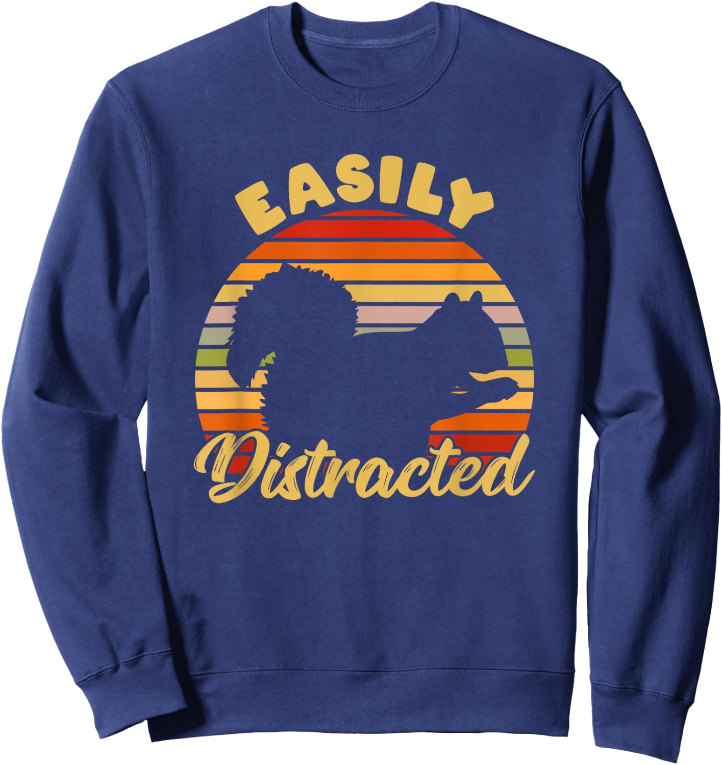 Retro ADHD Easily Distracted Squirrel Vintage Neurodiverse Sweatshirt - Sweatshirt | Navy