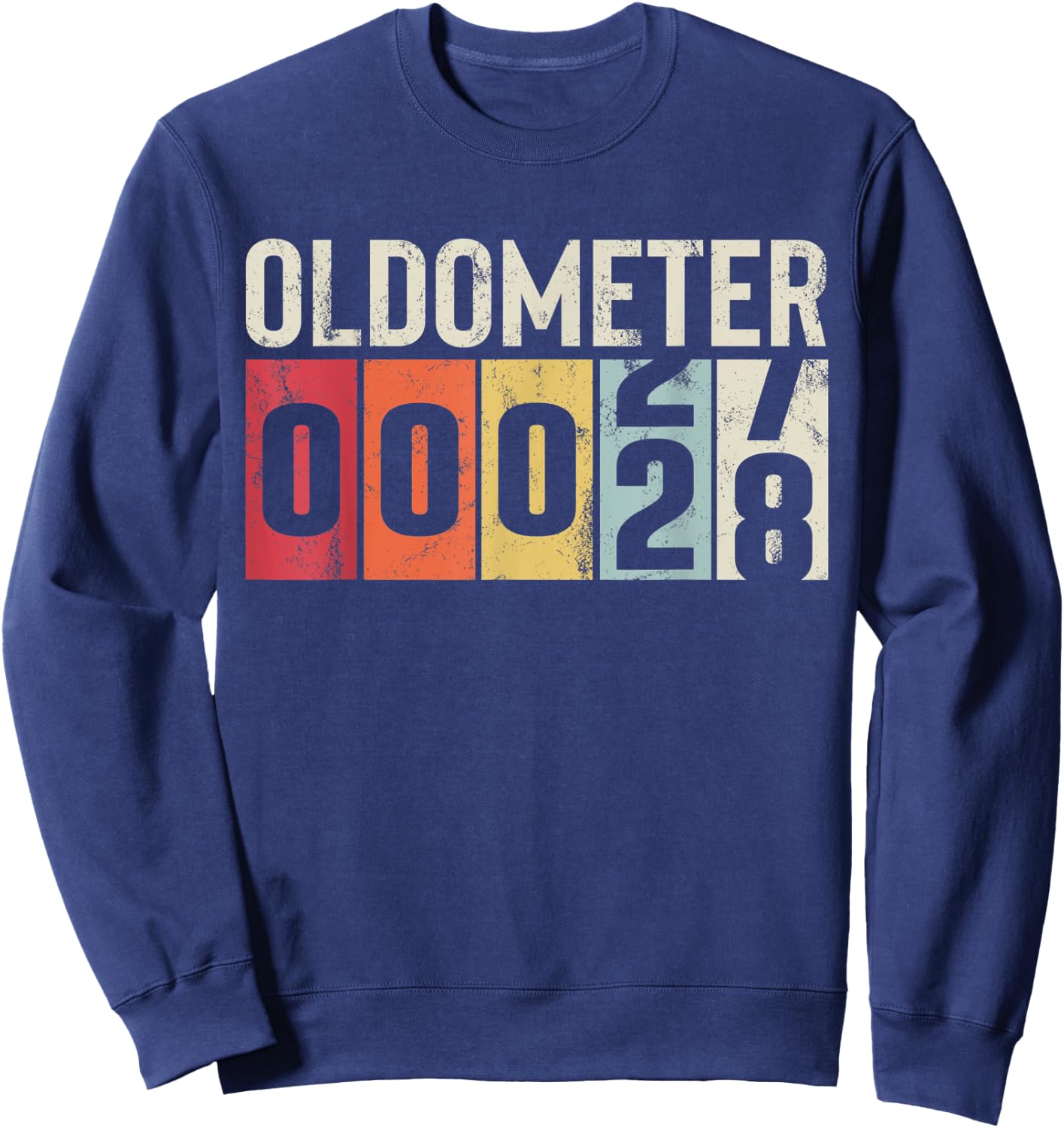 Funny 28 Years Old Oldometer Vintage 28th Birthday Odometer Sweatshirt - Sweatshirt | Navy