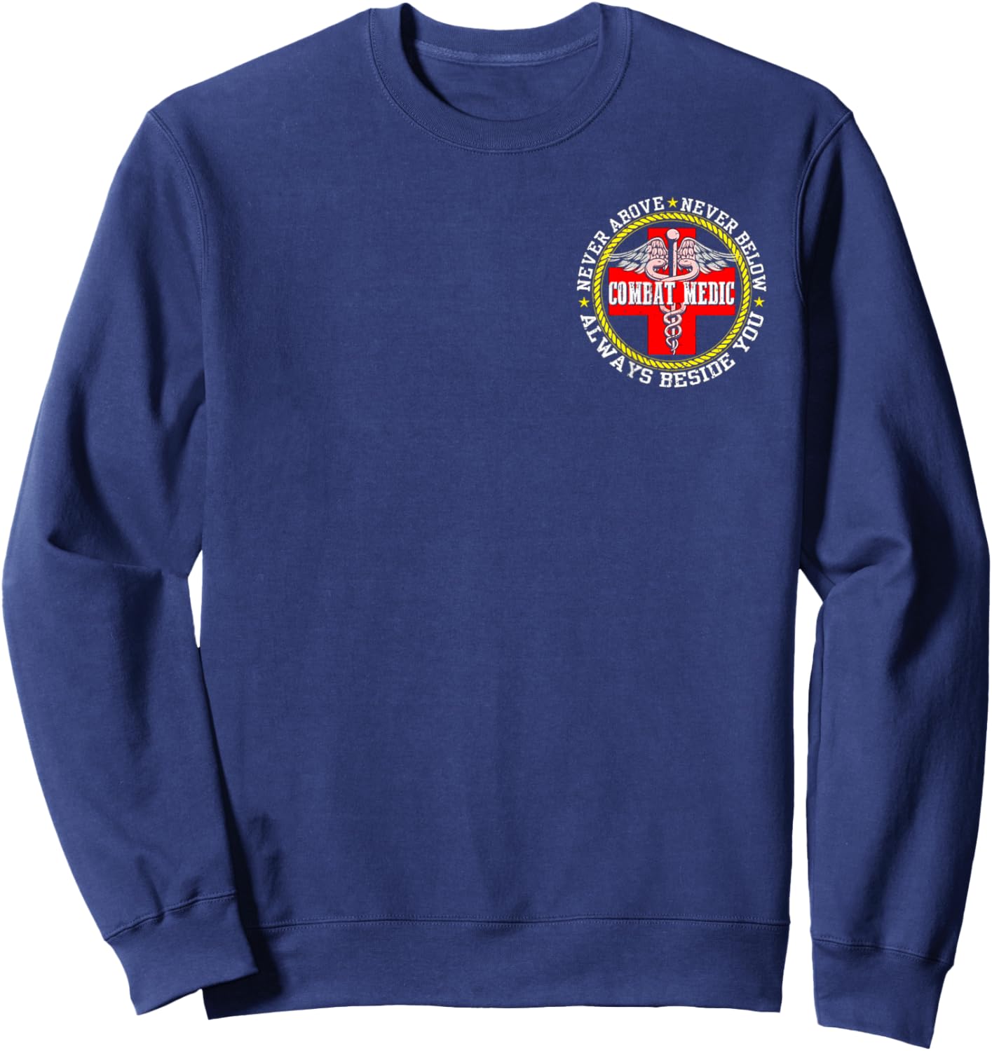 Vintage U.S Army Combat Medic Veteran Medical Military Flag Sweatshirt - Sweatshirt | Navy