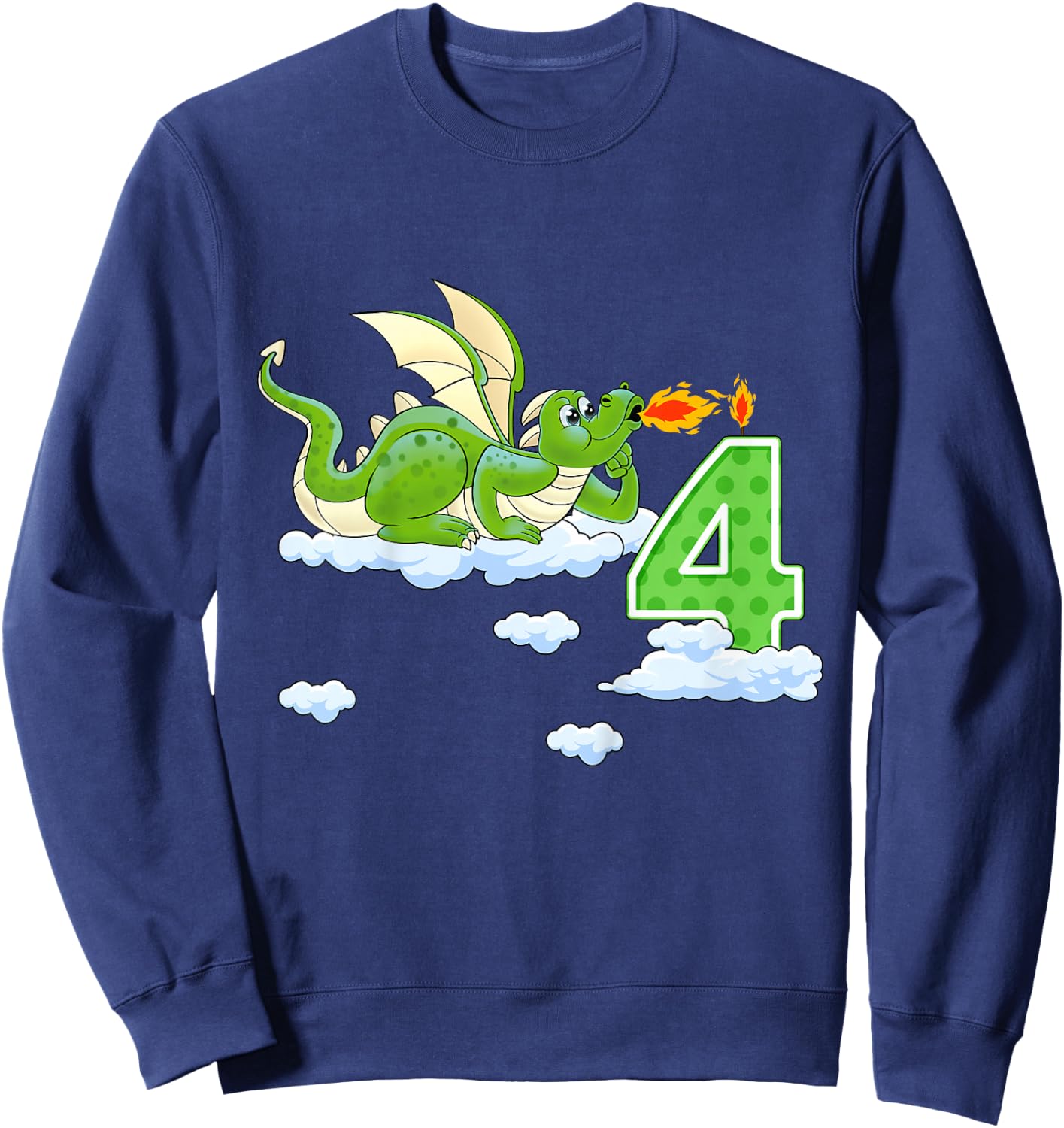 Kids Dragon 4 Year Old Birthday Outfit Boy Knight 4th Birthday Sweatshirt - Sweatshirt | Navy