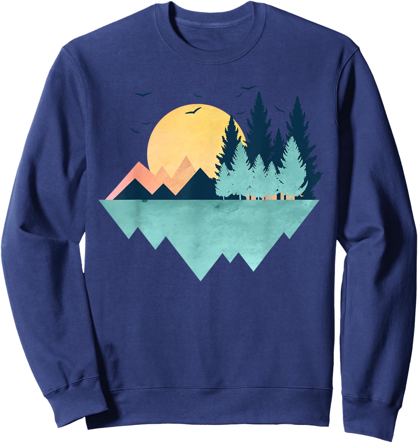 Funny Geometric Mountain Abstract Geometry Outdoor Gifts Sweatshirt - Sweatshirt | Navy