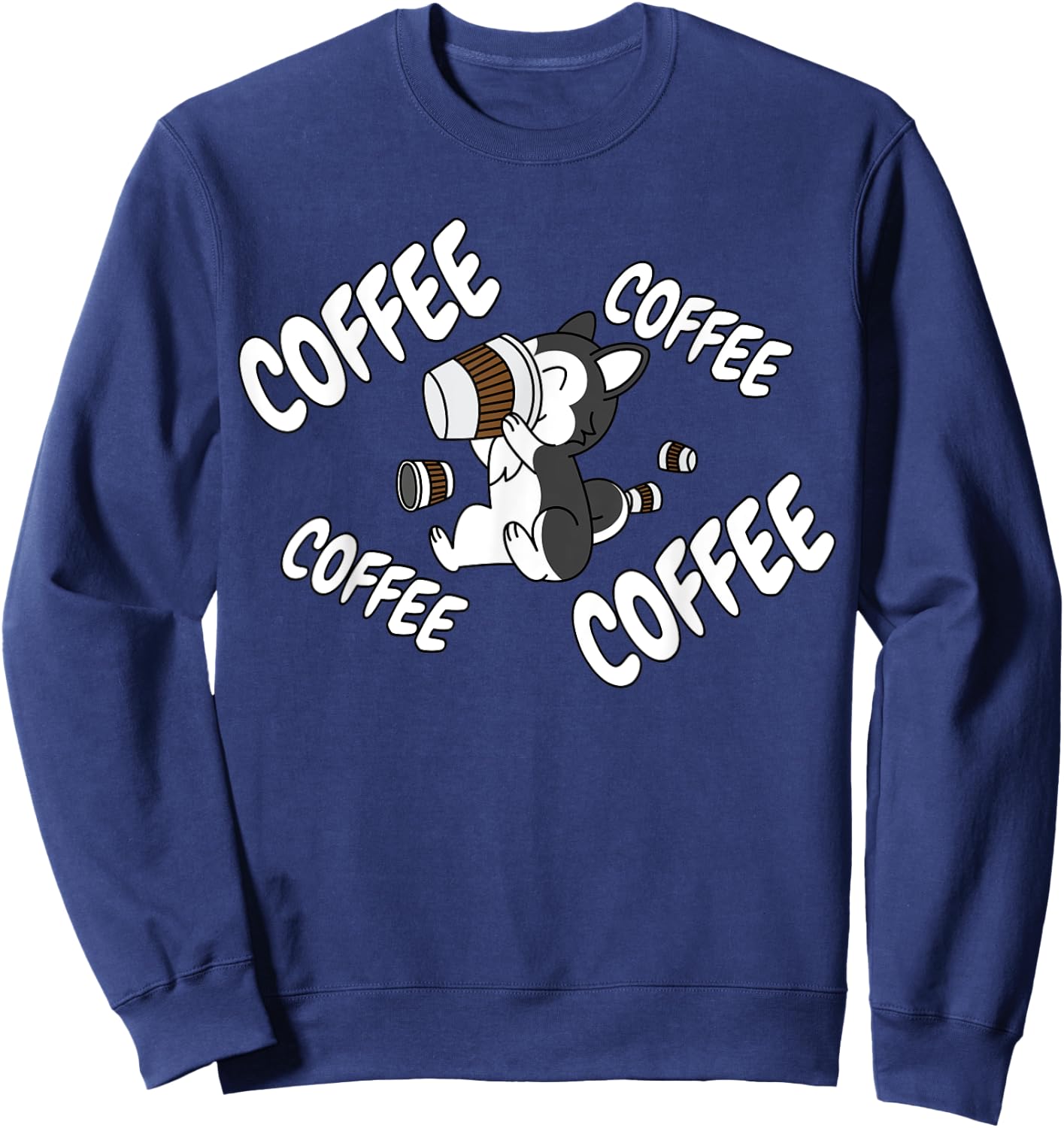 Coffee Husky Dog Women Sweatshirt - Sweatshirt | Navy