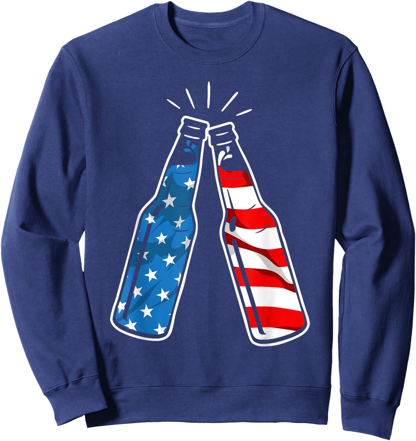 4th Of July Patriotic American Flag Beer Drinking Alcohol Women Men Sweatshirt - Sweatshirt | Navy