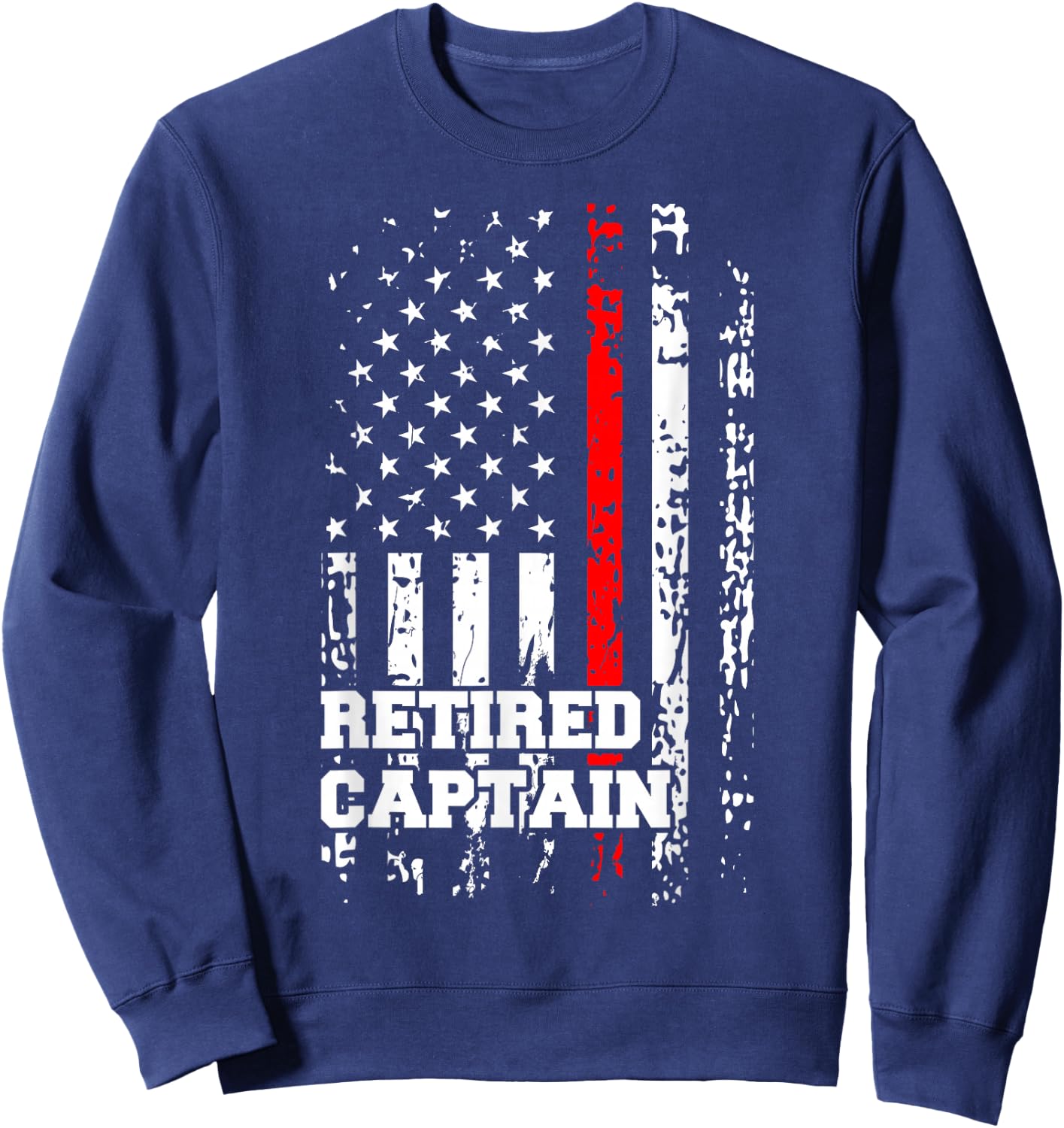 Retired Firefighter Captain Shirt Rank Retirement Gift Sweatshirt - Sweatshirt | Navy