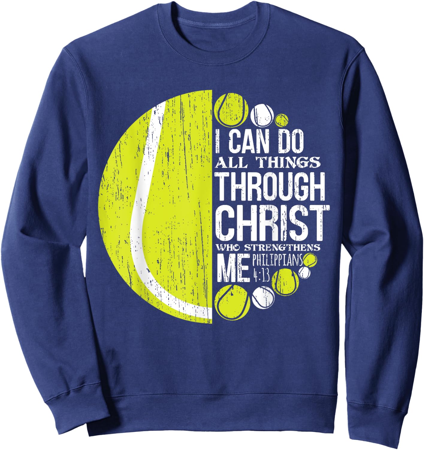Christian Tennis Philippians 4:13 Gift Women Kids Sweatshirt - Sweatshirt | Navy