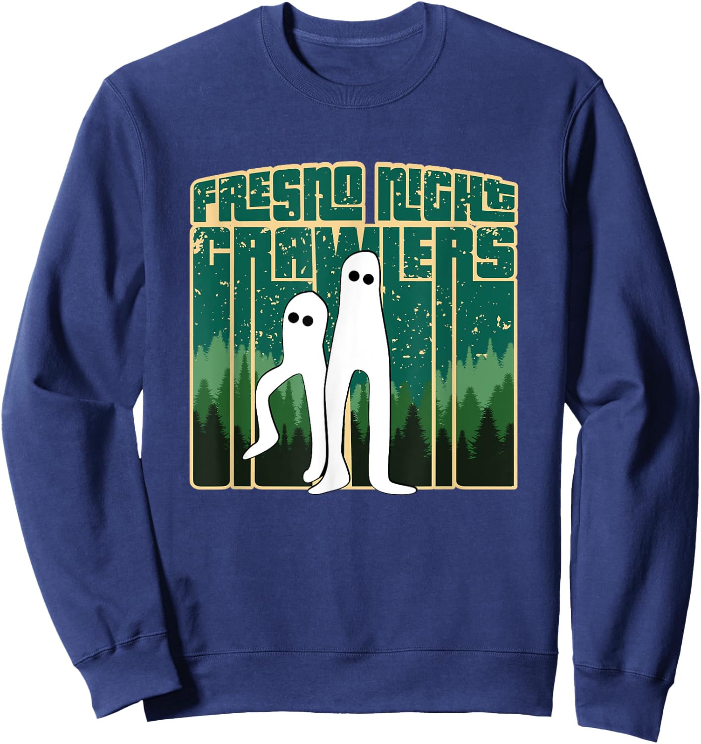 Fresno Night Crawlers - Retro Cute Cryptid Haunted Pants Sweatshirt - Sweatshirt | Navy