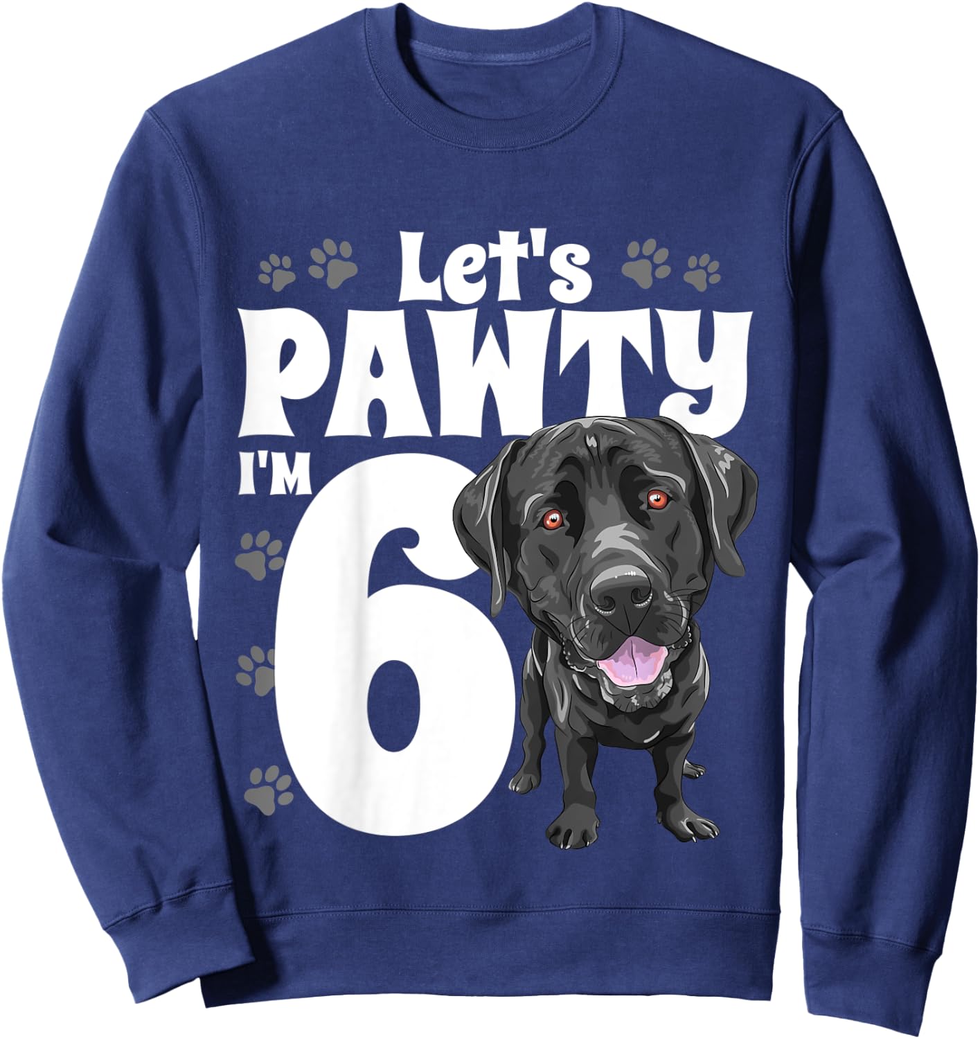 6 Year Old Black Lab Dog Birthday Pawty Labrador 6th Gift Kids Sweatshirt - Sweatshirt | Navy