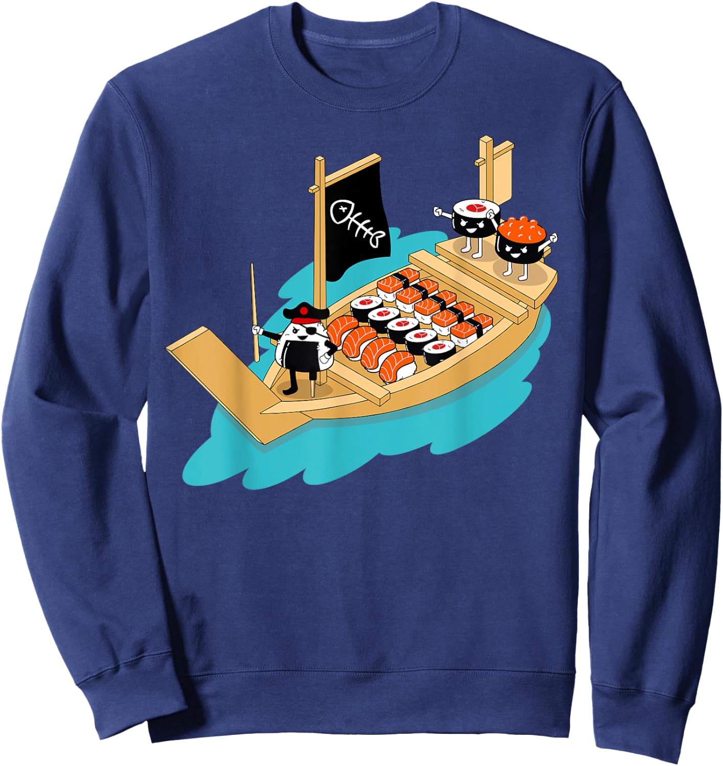 Sushi Boat Pirate | Sashimi Fish Rice Japan Fans Gift Sweatshirt - Sweatshirt | Navy