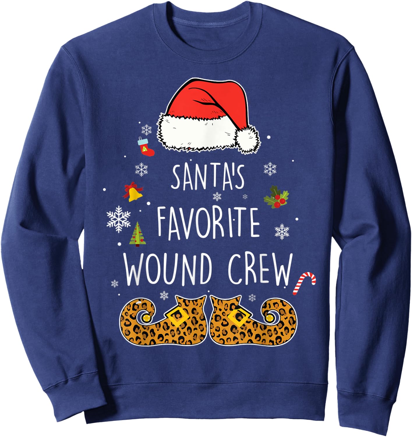 Santa's Favorite Wound Crew Christmas Wound Care Nurse Crew Sweatshirt - Sweatshirt | Navy