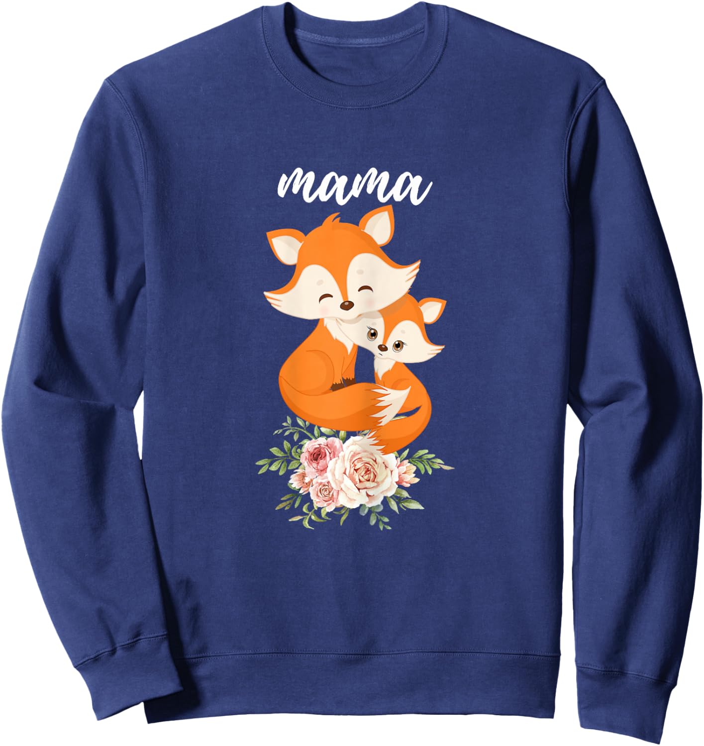 Mama Fox Shirt New Mom Foxes Moms Gift Mothers Day Sweatshirt - Sweatshirt | Navy