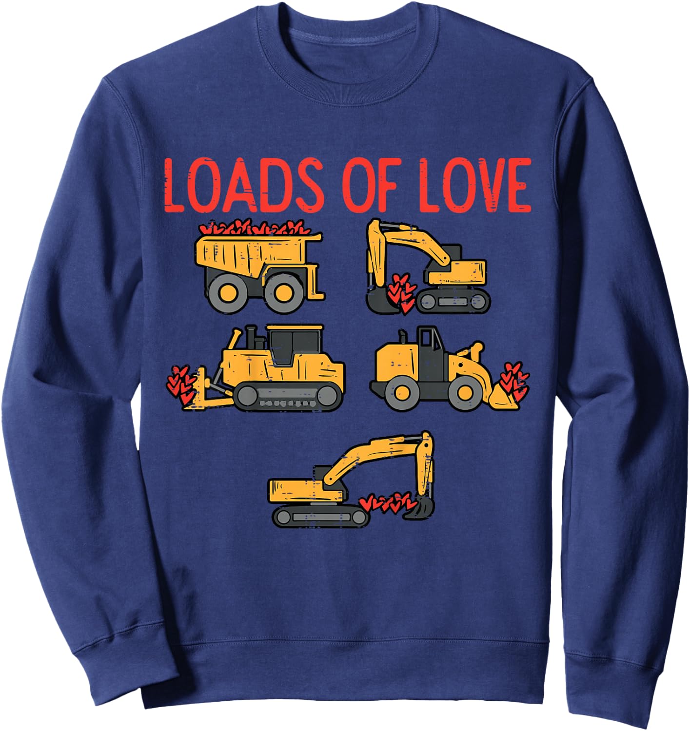 Kids Valentines Day Construction Loads Of Love Truck Toddler Boys Sweatshirt - Sweatshirt | Navy