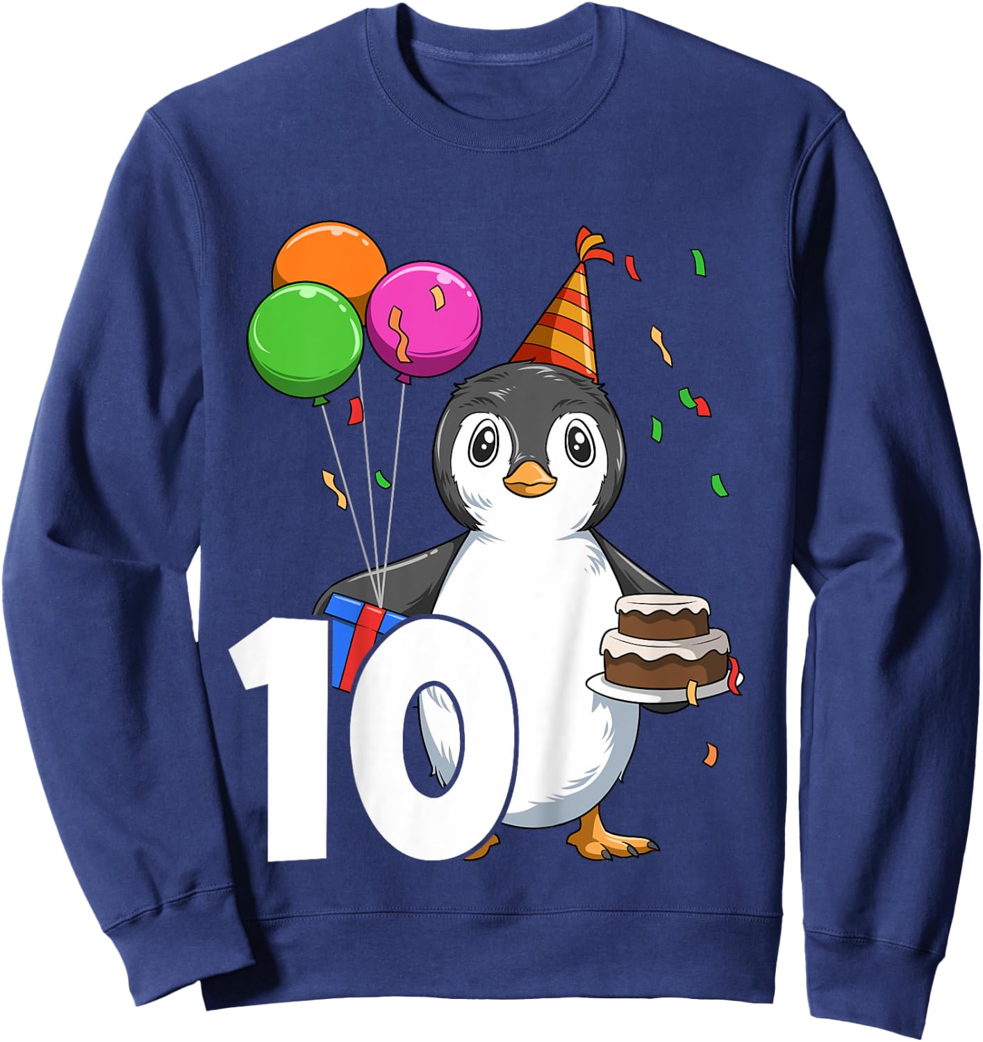 Penguin Birthday 10 Penguin 10th Birthday Penguin Party 10th Sweatshirt - Sweatshirt | Navy