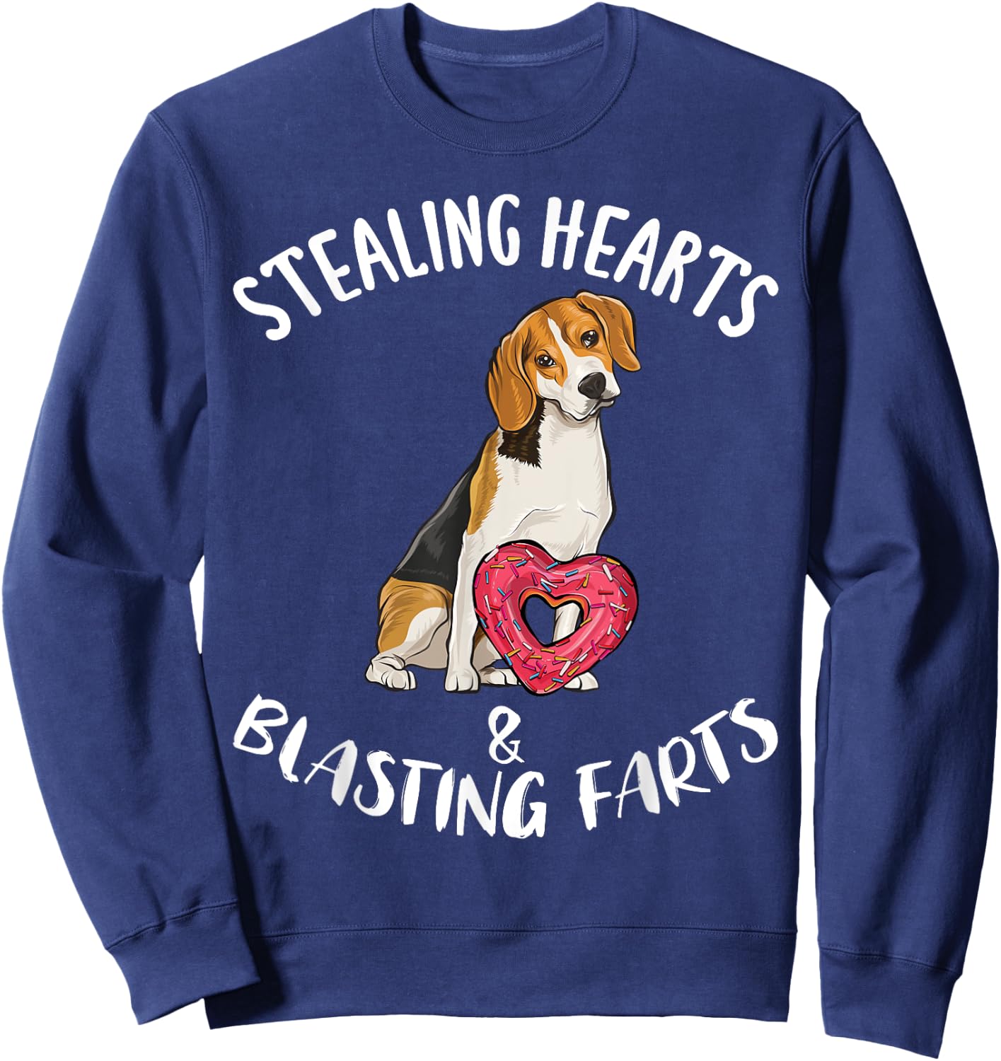Stealing Hearts Blasting Farts Beagle Valentines Day Sweatshirt - Sweatshirt | Navy